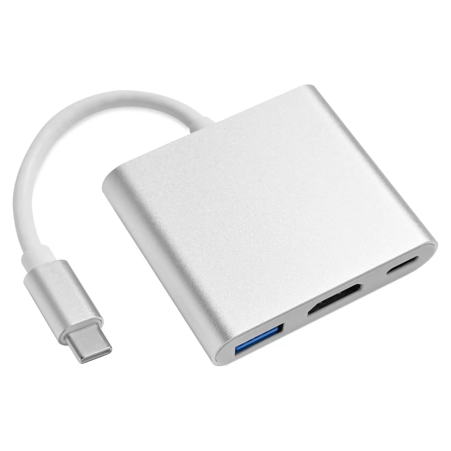 Adaptador USB C a HDMI 4K QAJOPFN 3 en 1 con carga USB