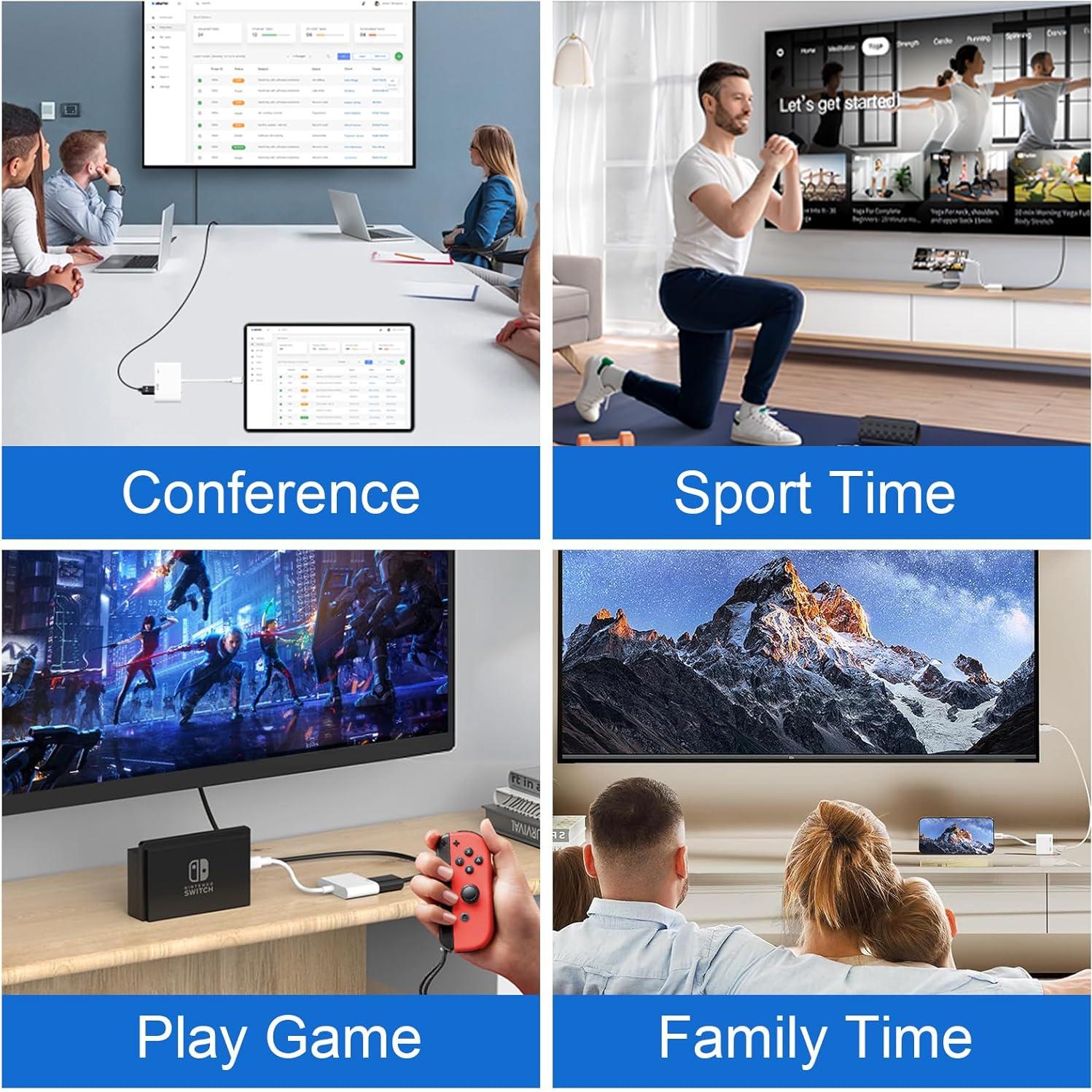 Adaptador USB C a HDMI Denlane 4K 60Hz con carga 100W