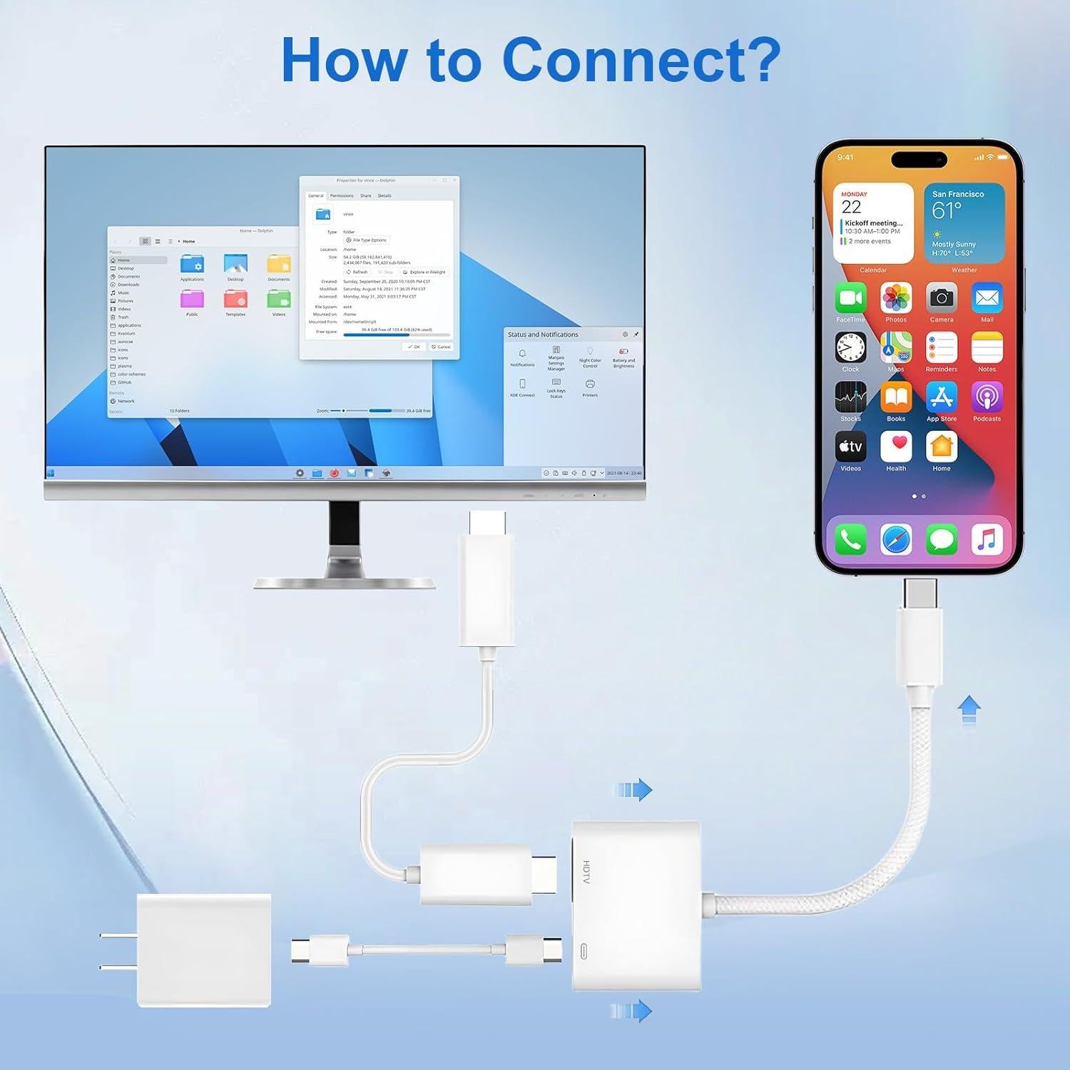 Adaptador USB C a HDMI Denlane 4K 60Hz con carga 100W
