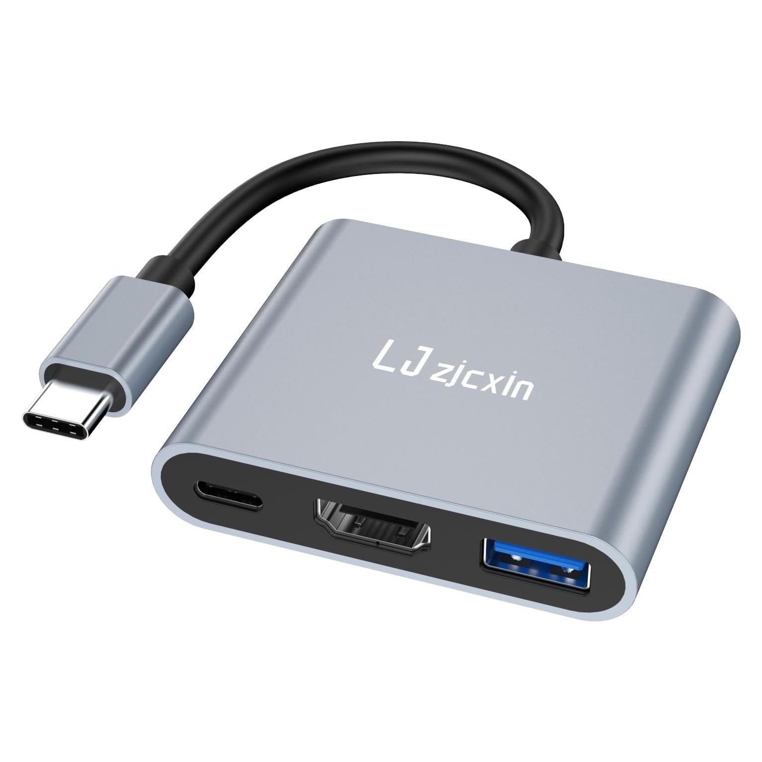 Adaptador USB C a HDMI 4K LJ zjcxin con 100W PD y USB 3.0