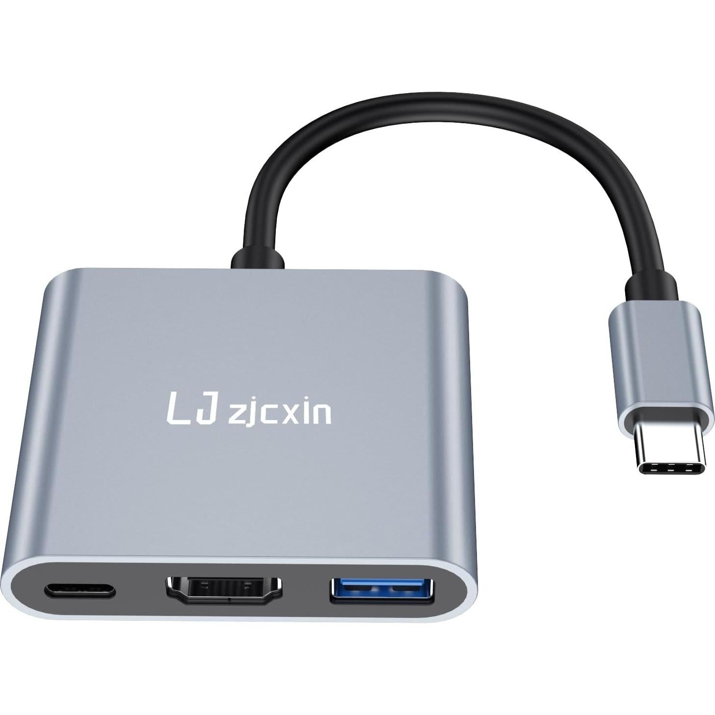 Adaptador USB C a HDMI 4K LJ zjcxin con 100W PD y USB 3.0