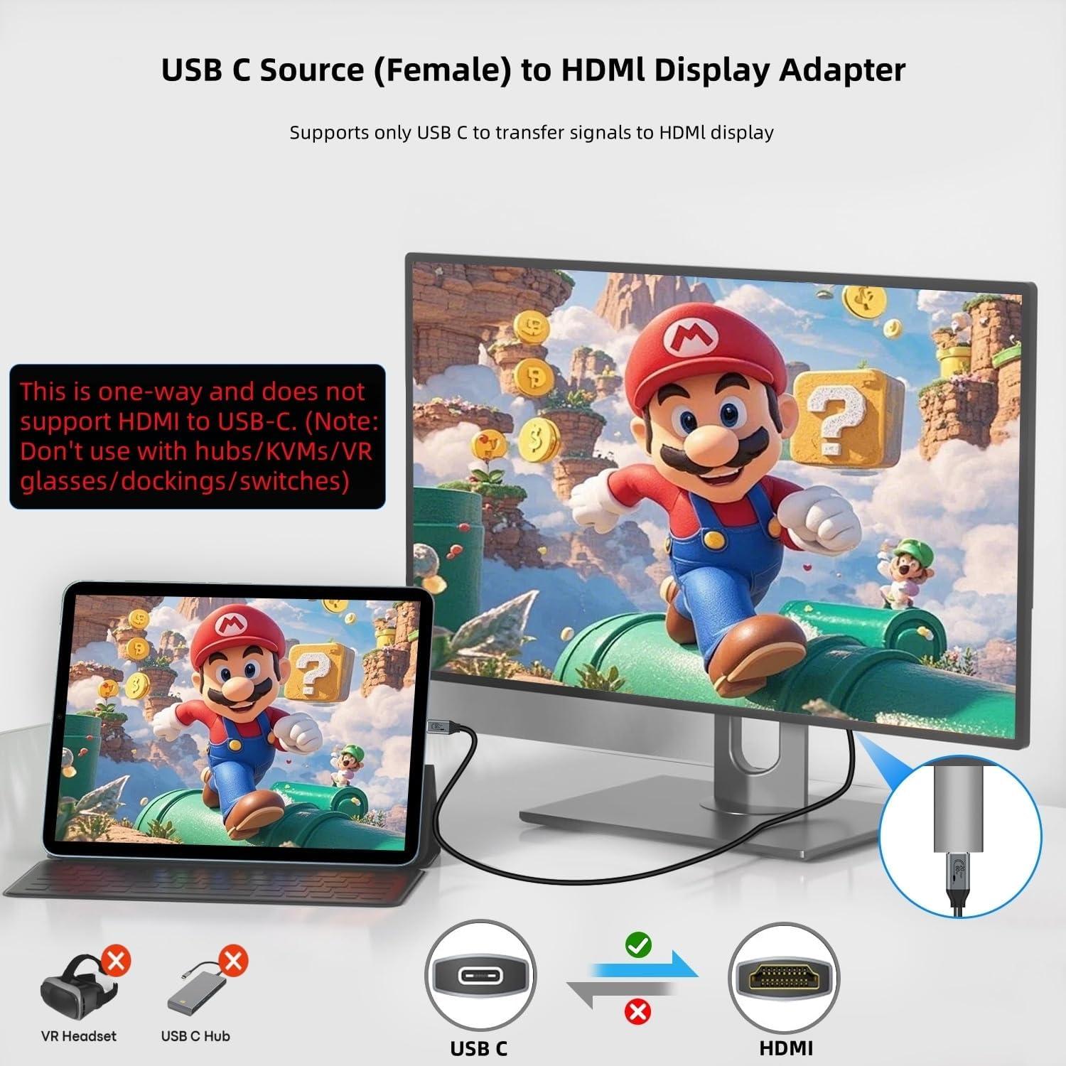 Adaptador USB C a HDMI 4K 60Hz XinYaa - 1 paquete