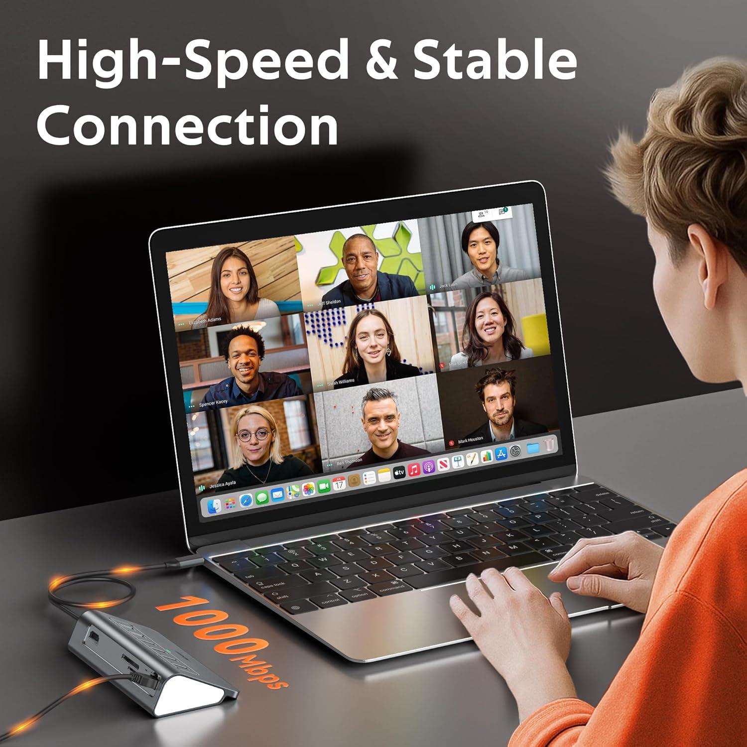 Hub USB C 10 en 1 Mosirui P9R PRO HDMI 4K Ethernet 1Gbps