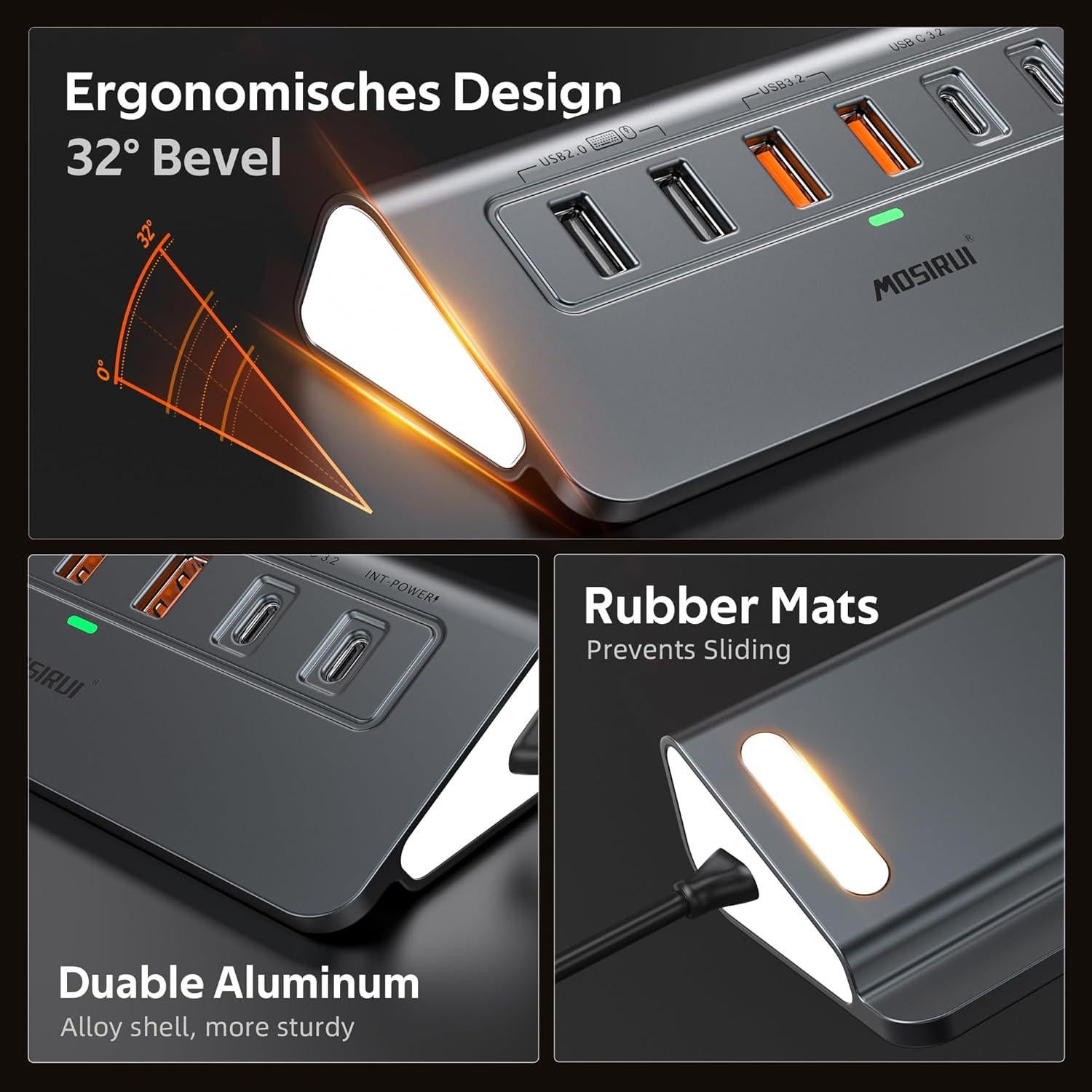 Hub USB C 10 en 1 Mosirui P9R PRO HDMI 4K Ethernet 1Gbps