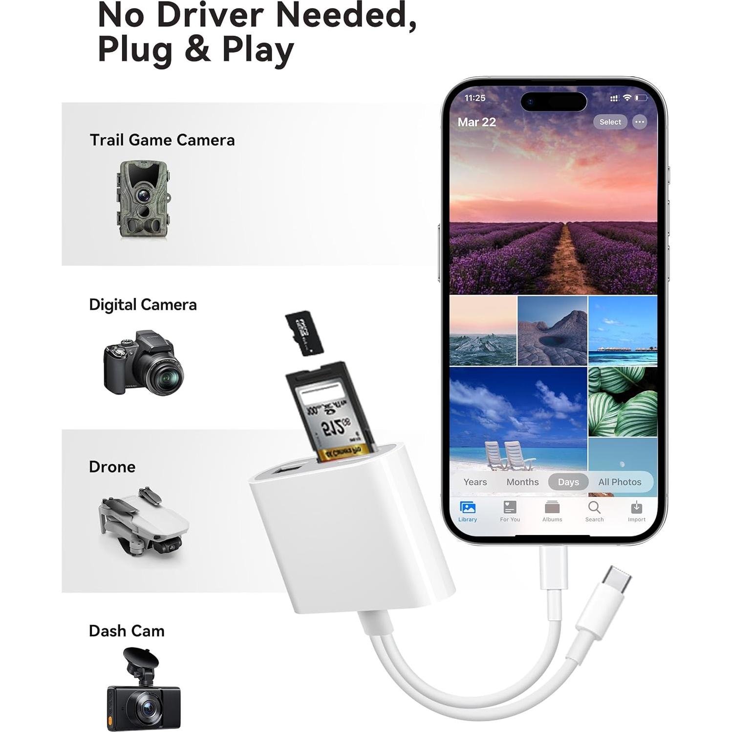 Lector de Tarjetas SD Nzeplou CL4LiteB USB-C y Lightning