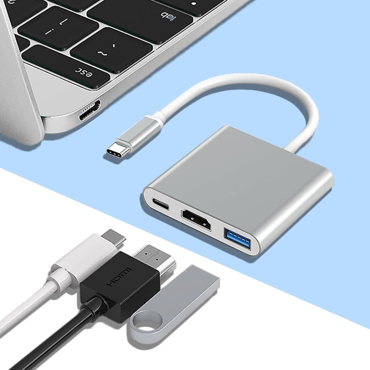 Hub USB-C a HDMI 3 en 1 VGE 4K 100W Plata