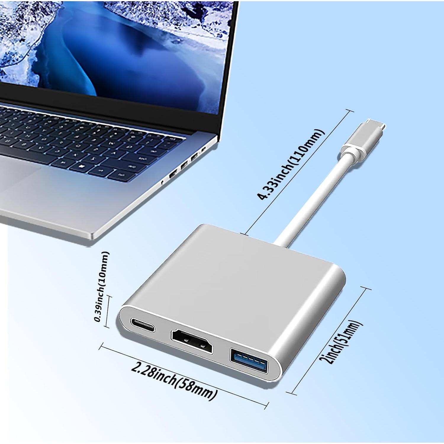 Hub USB-C a HDMI 3 en 1 VGE 4K 100W Plata