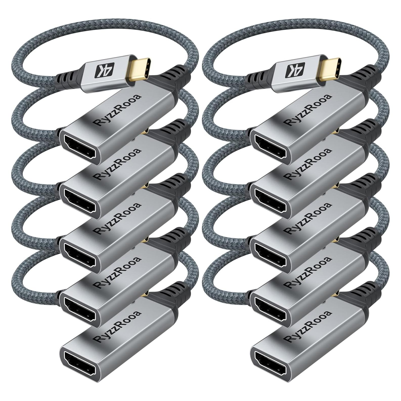 Adaptador USB C a HDMI 4K RyzzRooa - Paquete de 10 Unidades