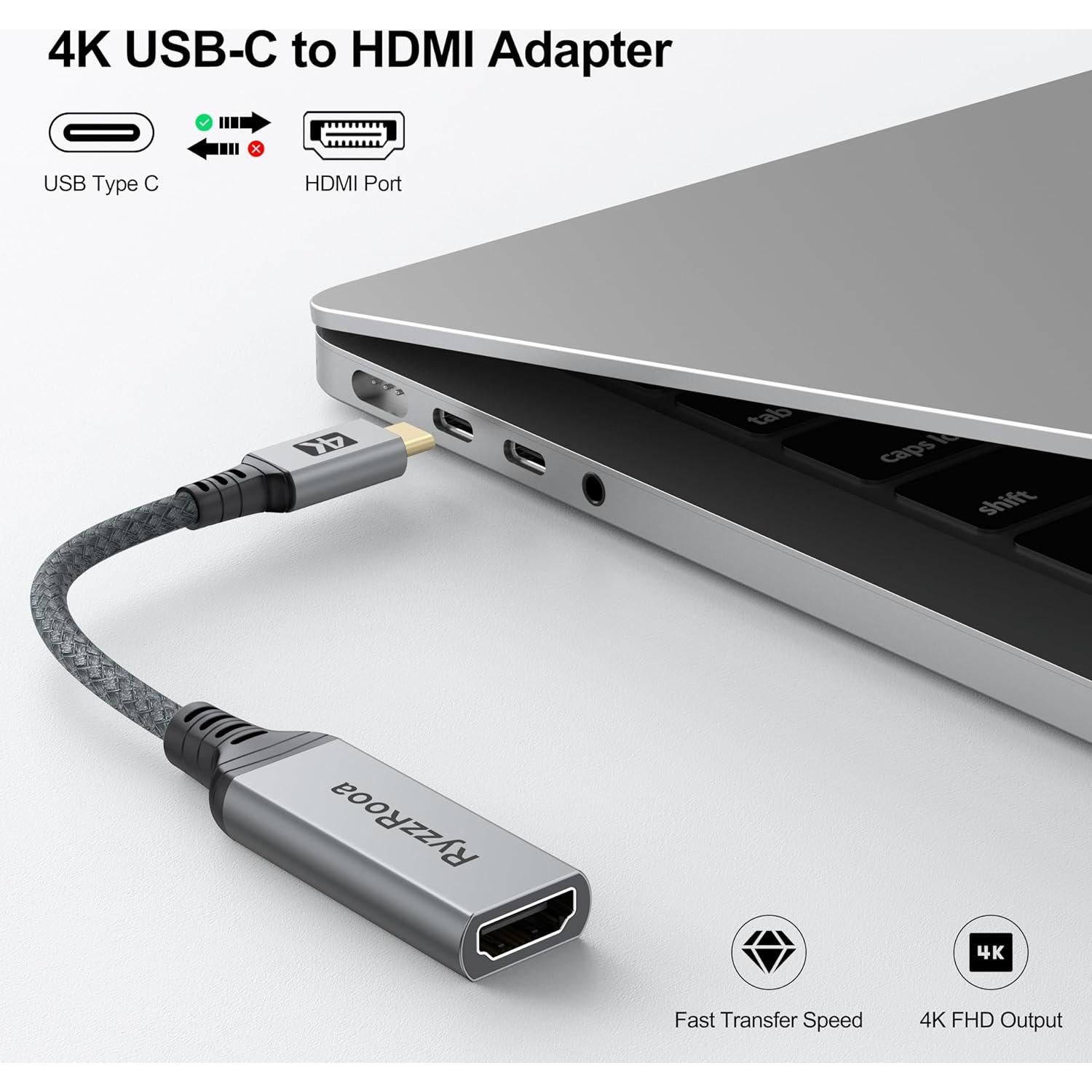 Adaptador USB C a HDMI 4K RyzzRooa - Paquete de 10 Unidades