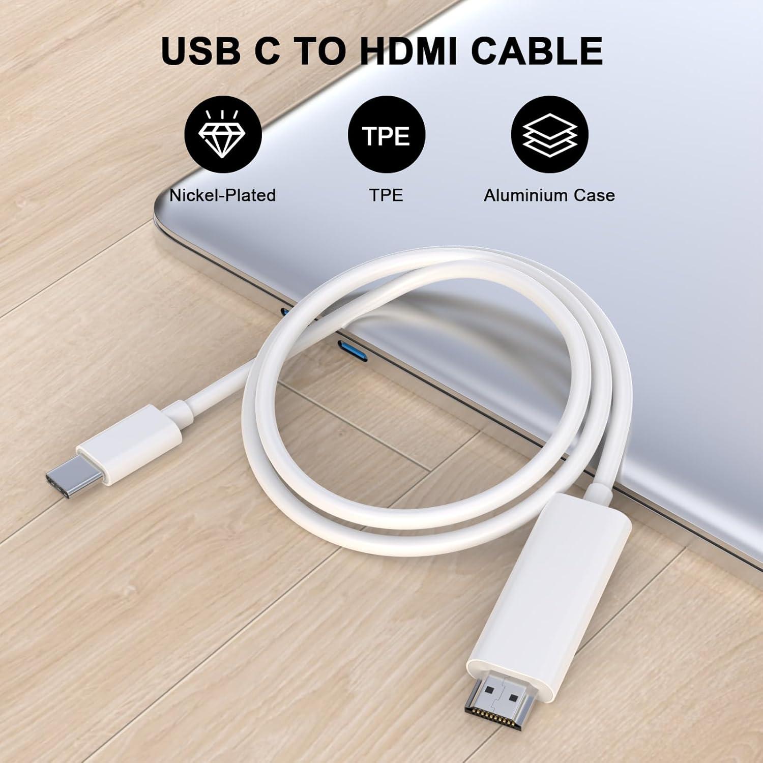 Adaptador USB C a HDMI 4K para iPhone 17 16 15 - 1.8m