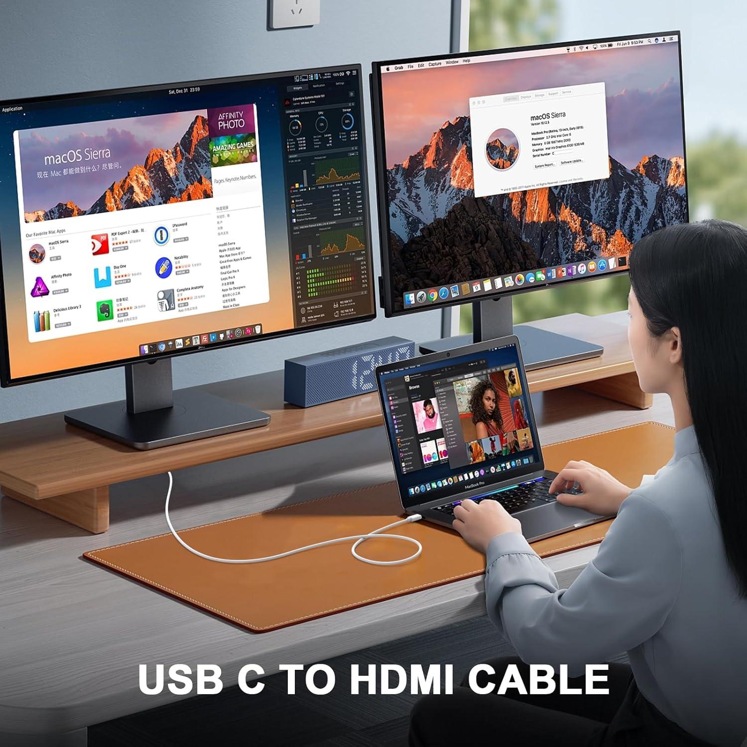 Adaptador USB C a HDMI 4K para iPhone 17 16 15 - 1.8m