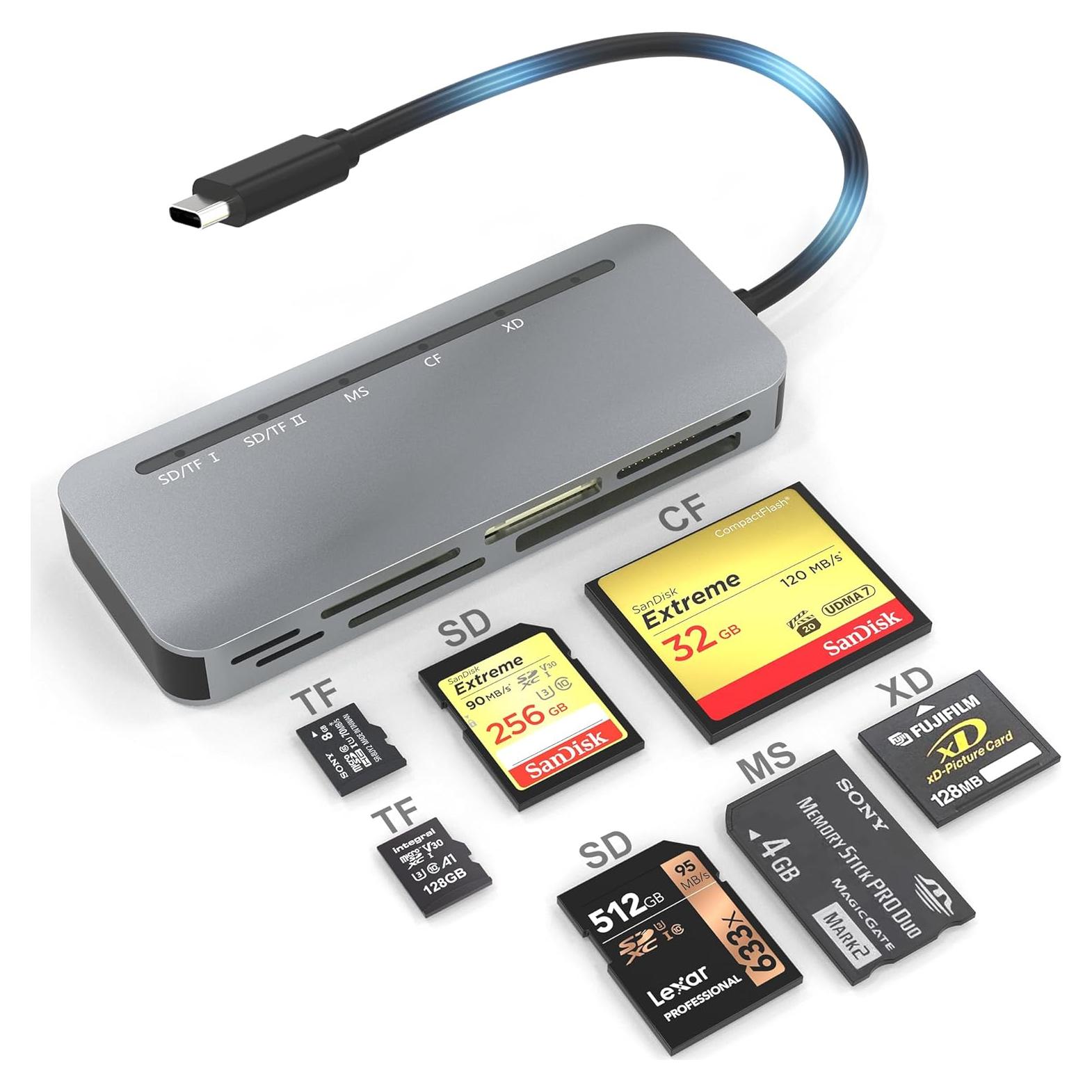 Lector de Tarjetas 7-en-1 USB C Clickfish 5Gbps Multi