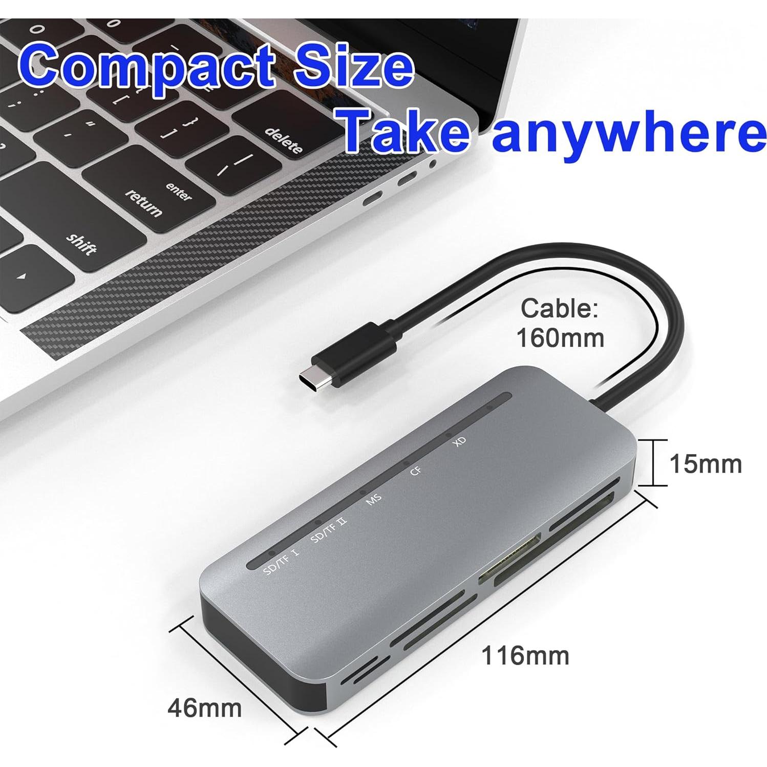 Lector de Tarjetas 7-en-1 USB C Clickfish 5Gbps Multi