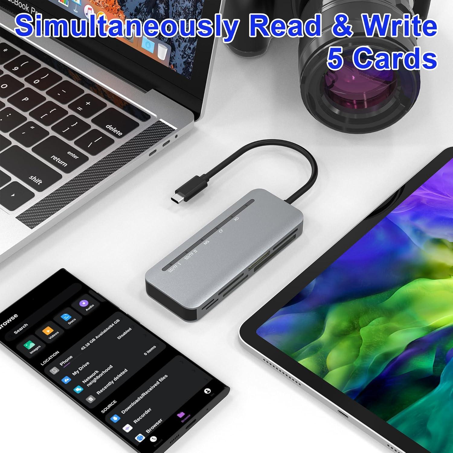 Lector de Tarjetas 7-en-1 USB C Clickfish 5Gbps Multi