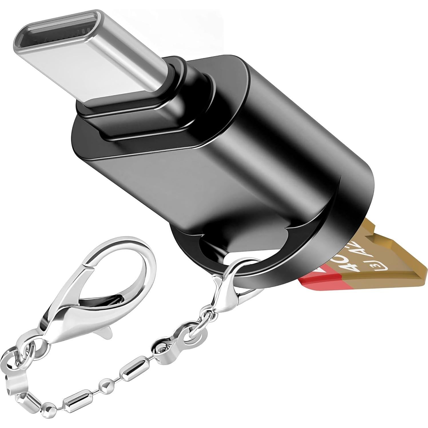 Lector de Tarjeta Micro SD USB-C Wansurs Mini Metal Negro