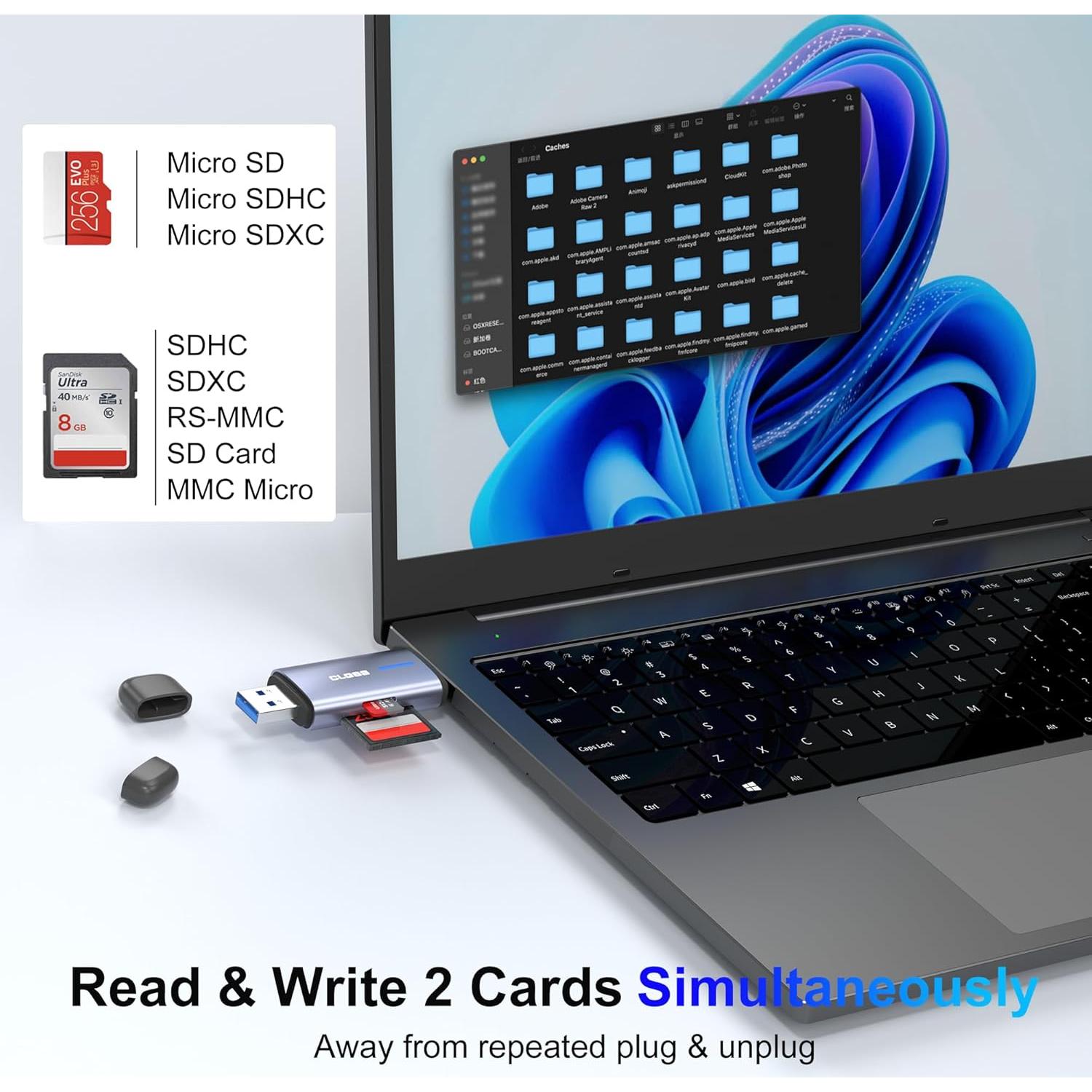 Lector de Tarjetas SD USB 3.0 Closs HA-423 Dual Tipo-C y USB-A