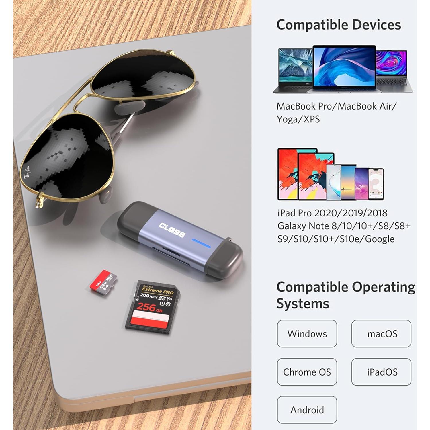 Lector de Tarjetas SD USB 3.0 Closs HA-423 Dual Tipo-C y USB-A