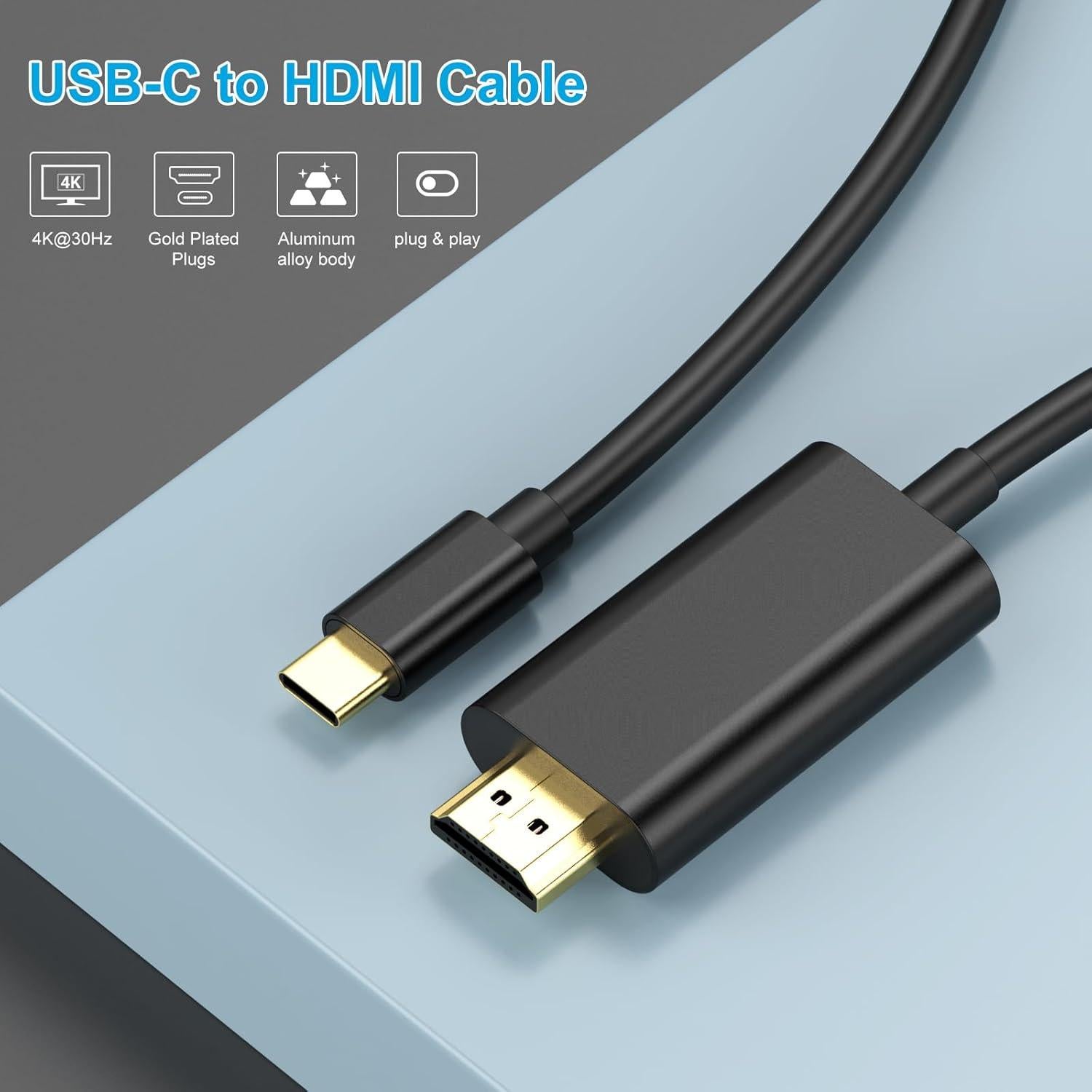 Cable USB C a HDMI 4K Paloxy 1.8m Alta Velocidad
