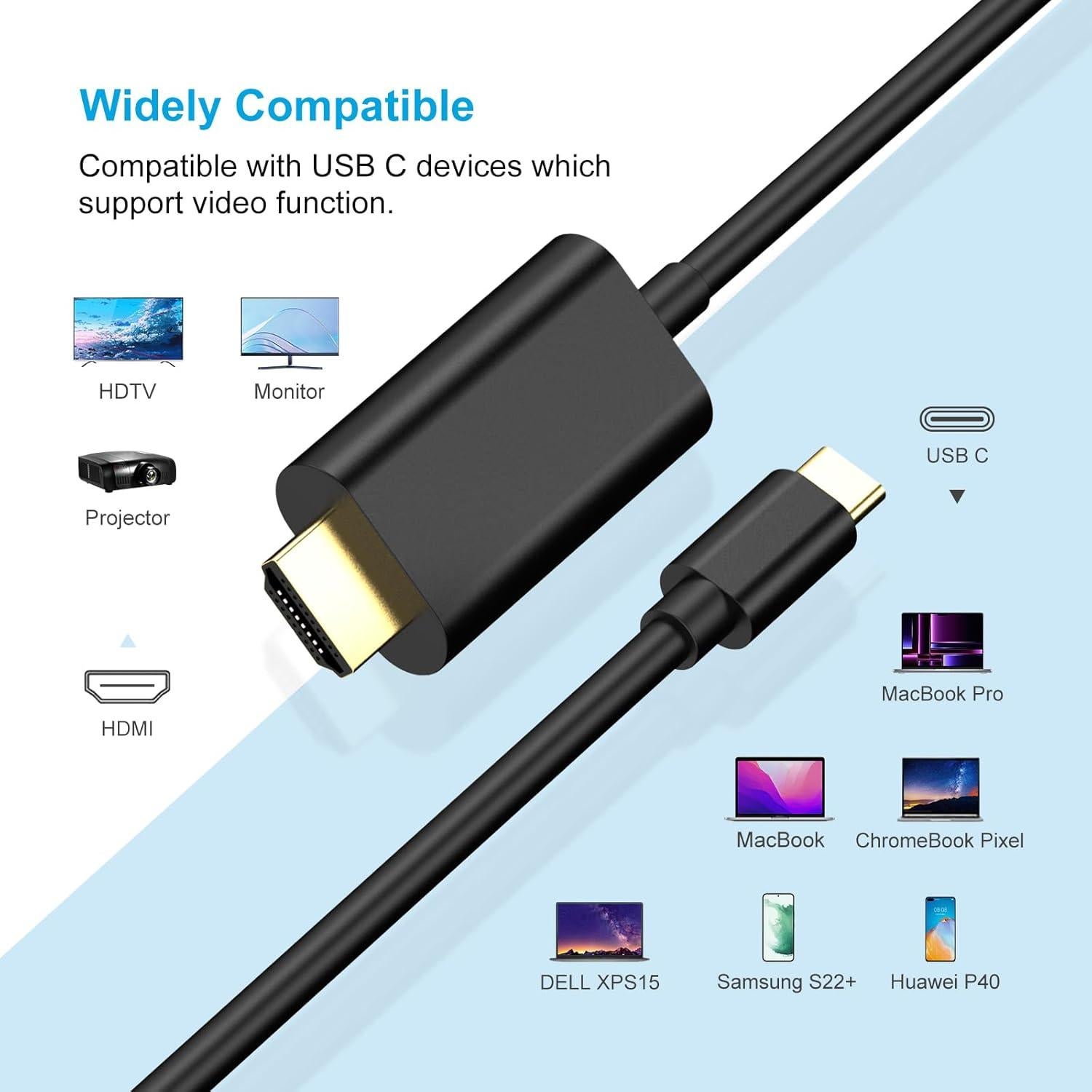 Cable USB C a HDMI 4K Paloxy 1.8m Alta Velocidad
