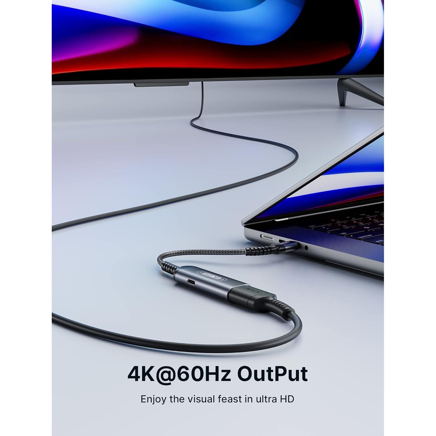 Adaptador JSAUX USB C a HDMI 4K 60Hz con Carga Rápida 100W