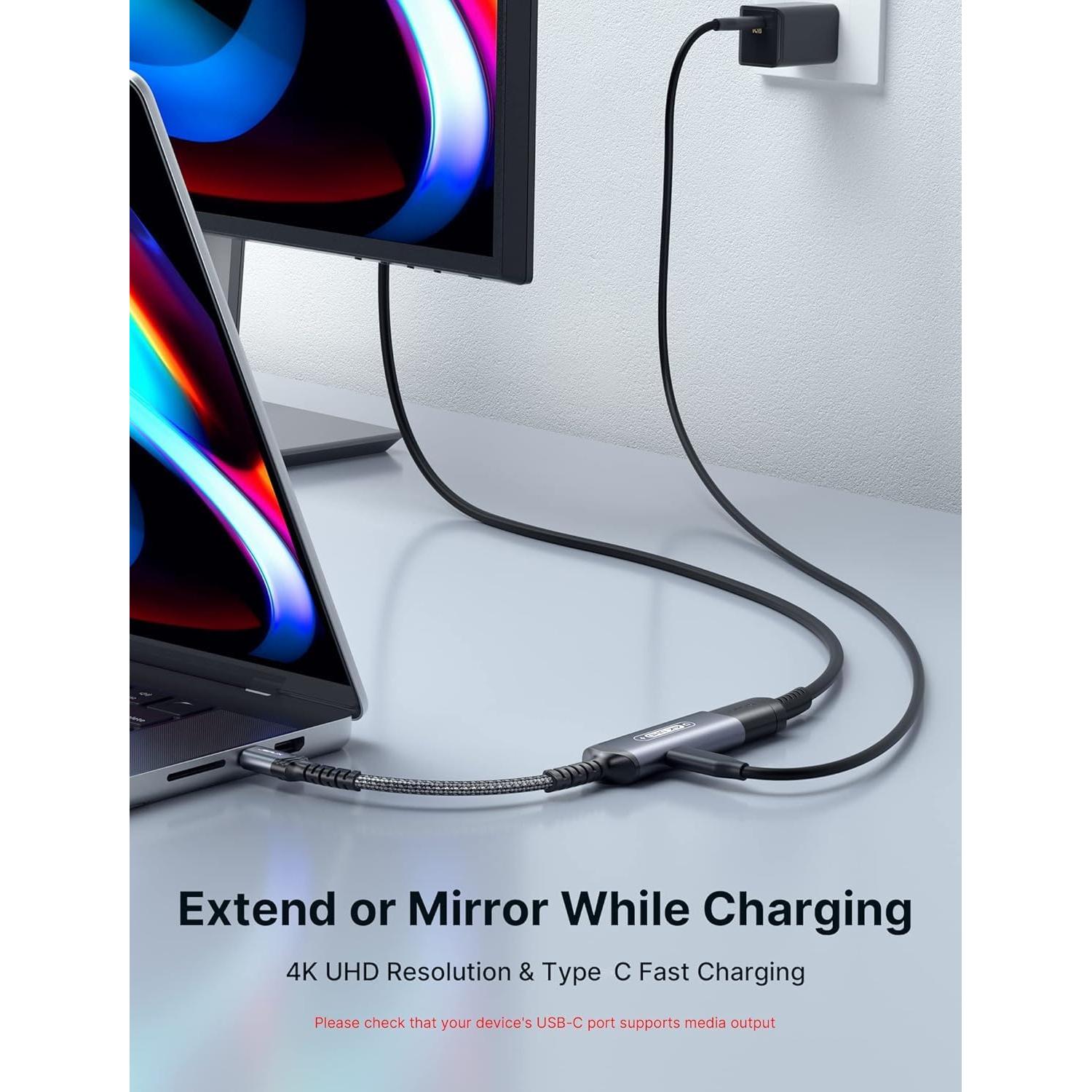 Adaptador JSAUX USB C a HDMI 4K 60Hz con Carga Rápida 100W