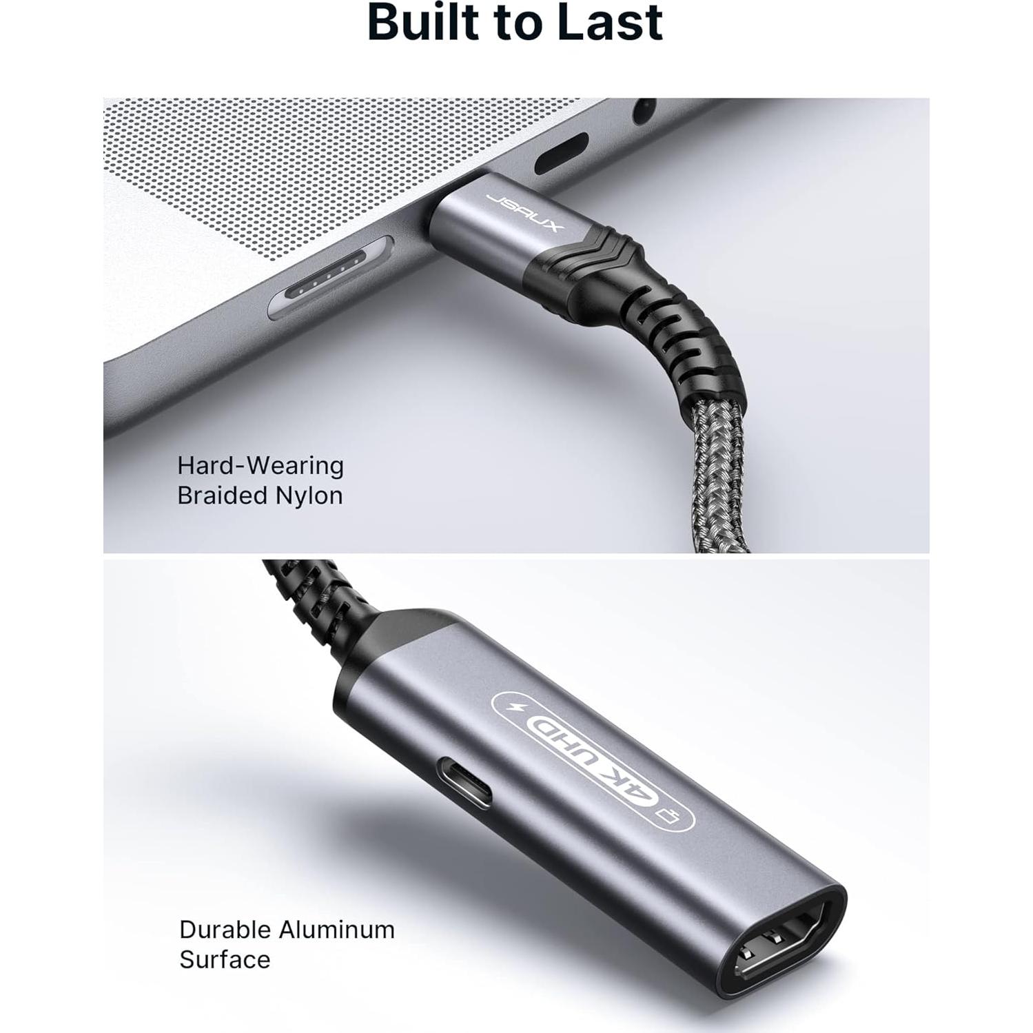 Adaptador JSAUX USB C a HDMI 4K 60Hz con Carga Rápida 100W