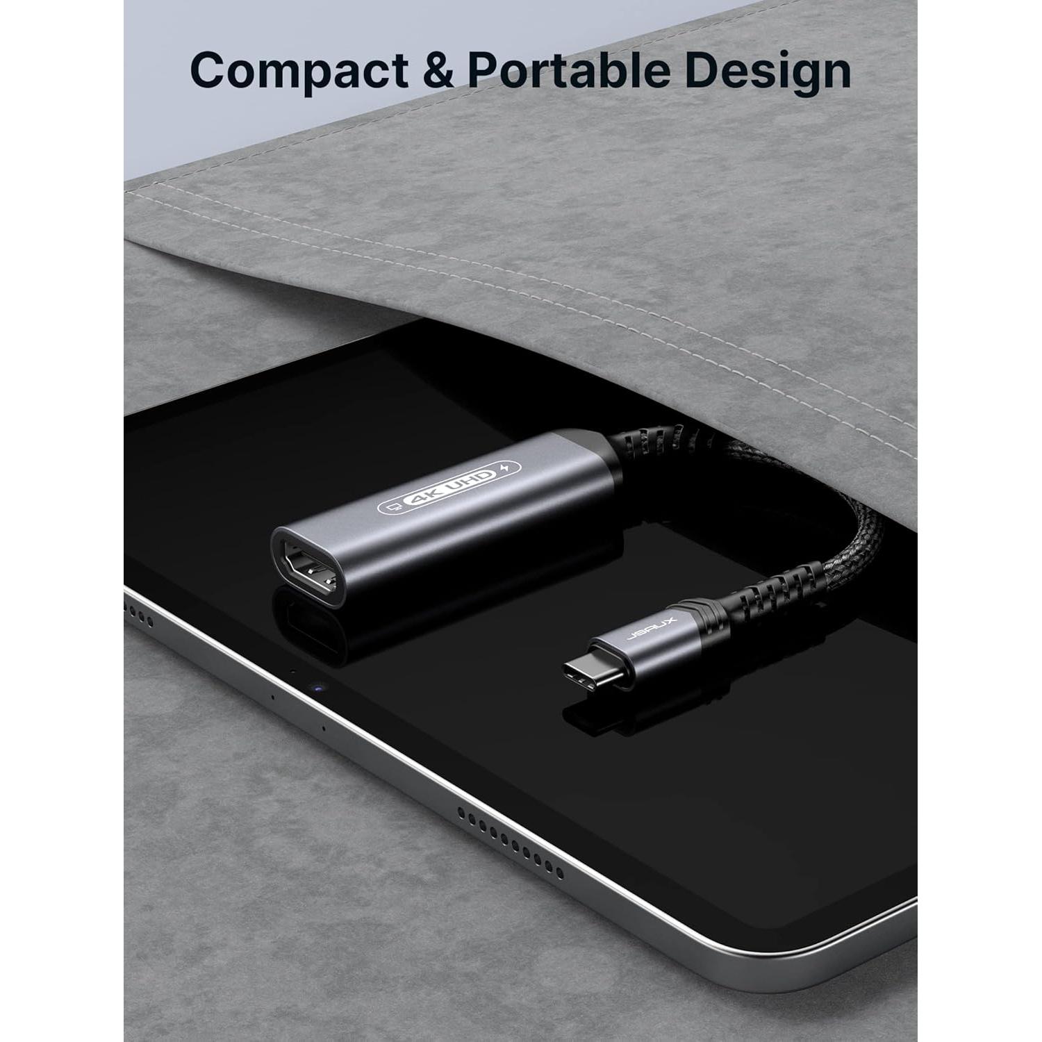 Adaptador JSAUX USB C a HDMI 4K 60Hz con Carga Rápida 100W