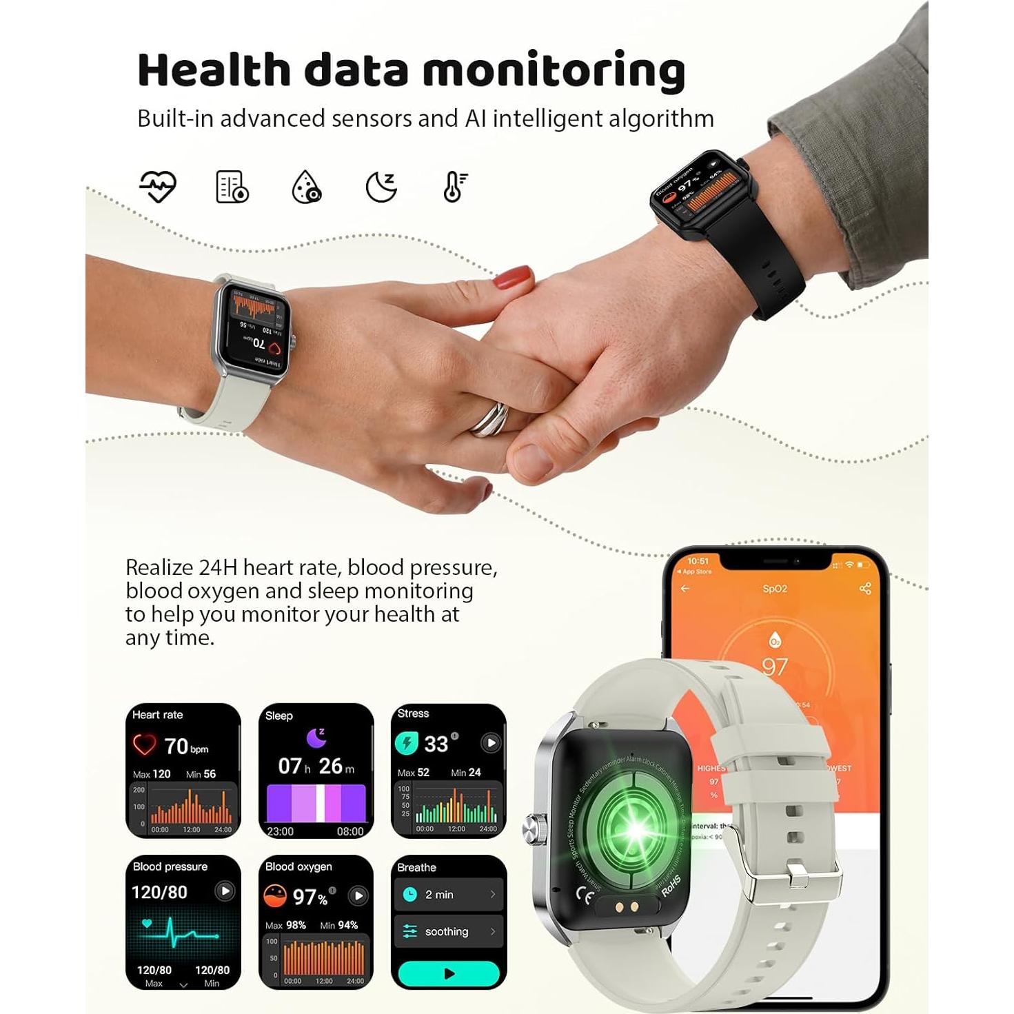 Reloj Inteligente SOUYIE 1.91" HD Monitoreo Salud Mujer