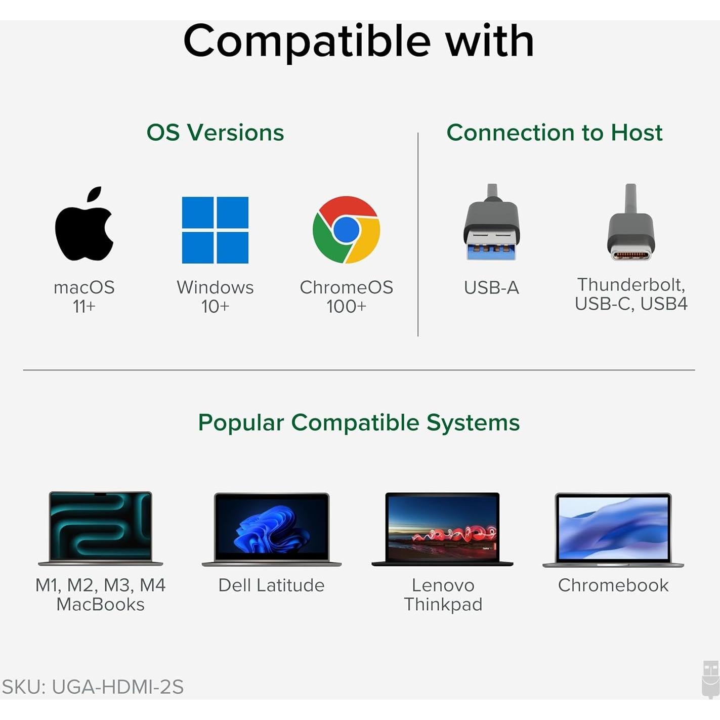 Adaptador Doble Monitor Plugable UGA-HDMI-2S USB-C a HDMI
