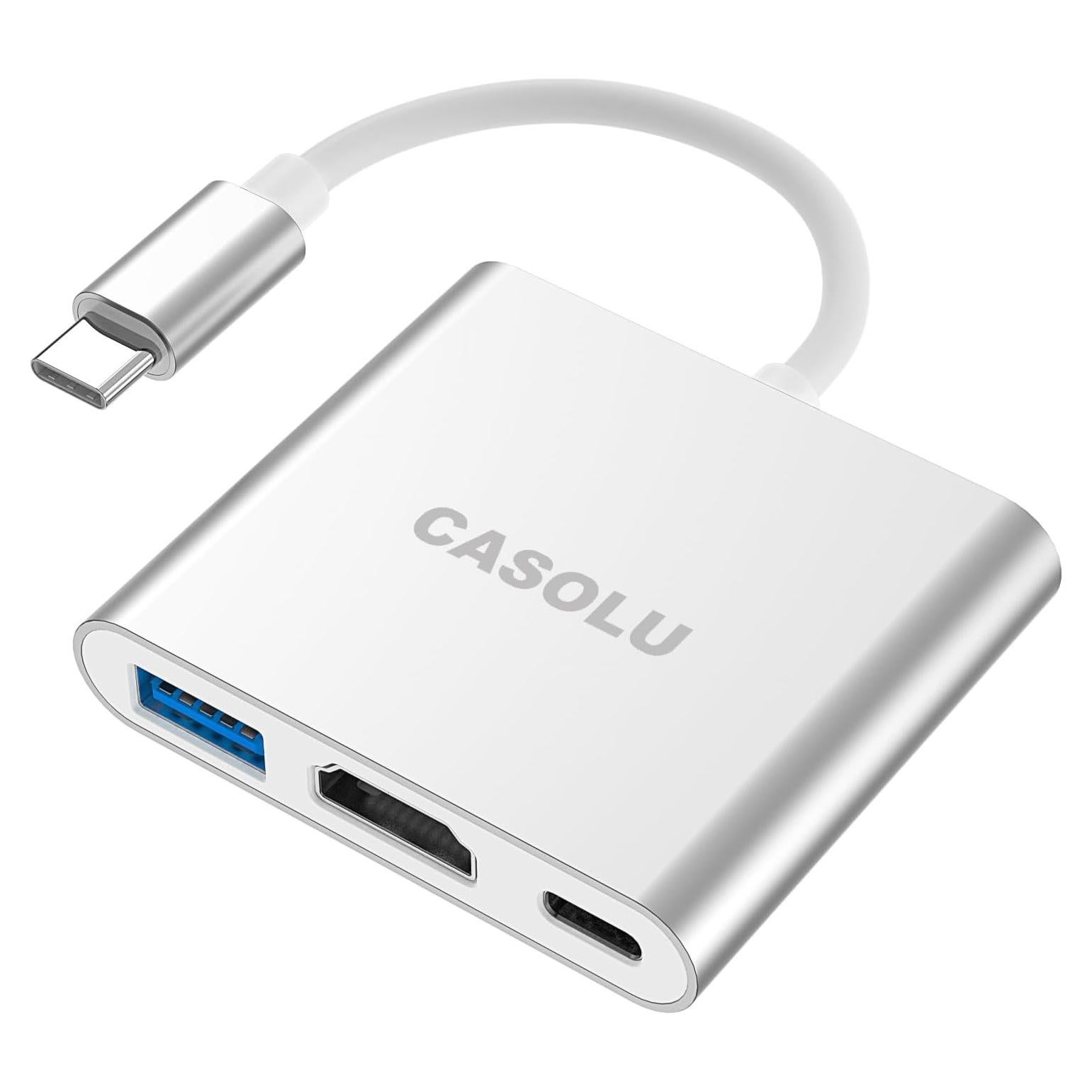 Adaptador USB C a HDMI 4K CASOLU con carga PD 100W