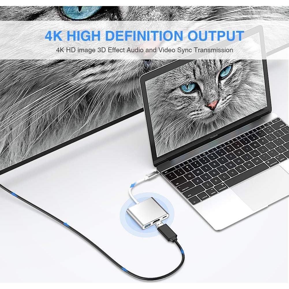 Adaptador USB C a HDMI 4K CASOLU con carga PD 100W