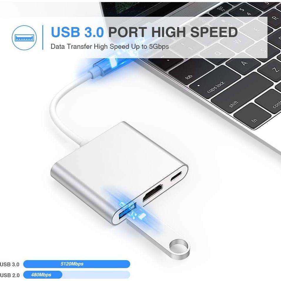 Adaptador USB C a HDMI 4K CASOLU con carga PD 100W