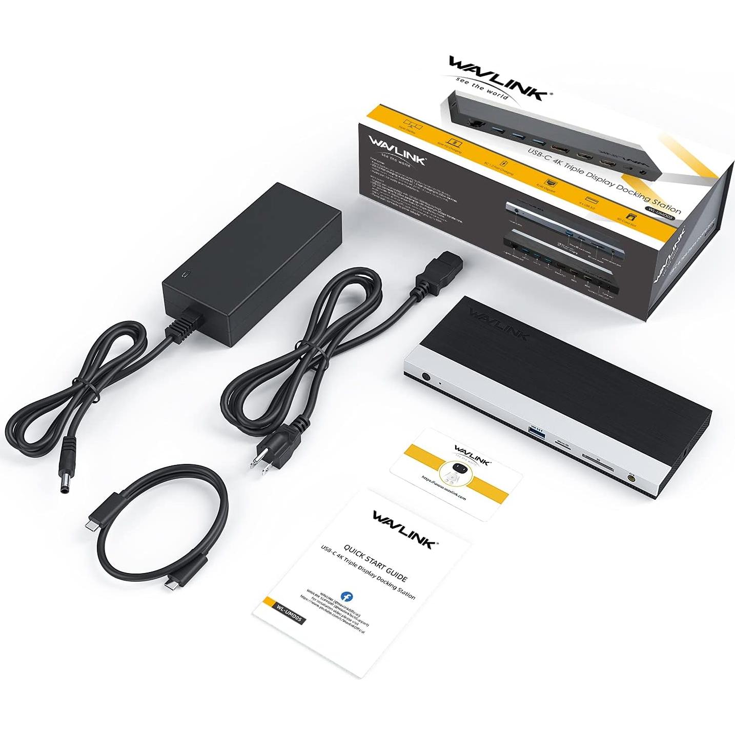 Dock USB C WAVLINK 13 en 1 con Doble HDMI y Carga 100W