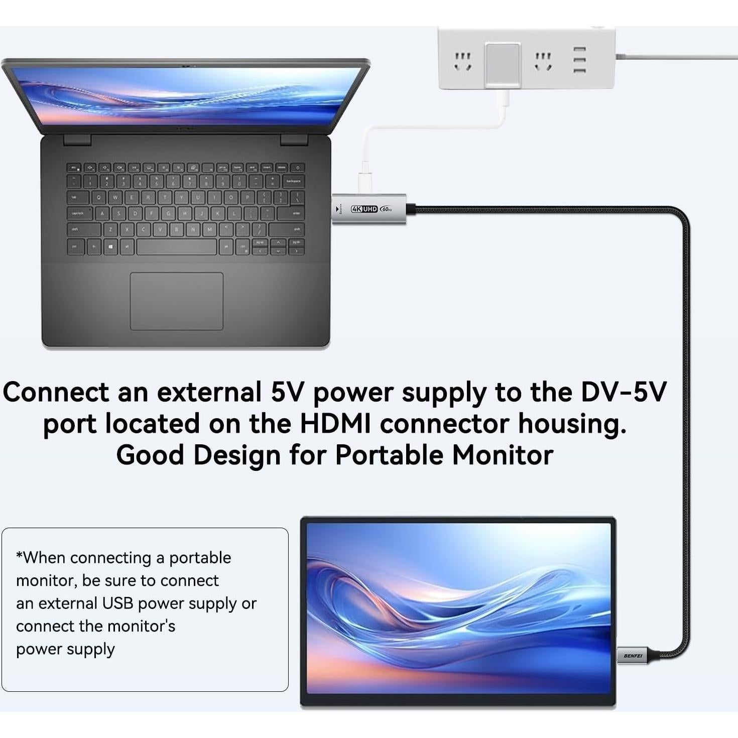 Cable HDMI a USB-C 1.83m BENFEI 4K@60Hz para PS5, Switch