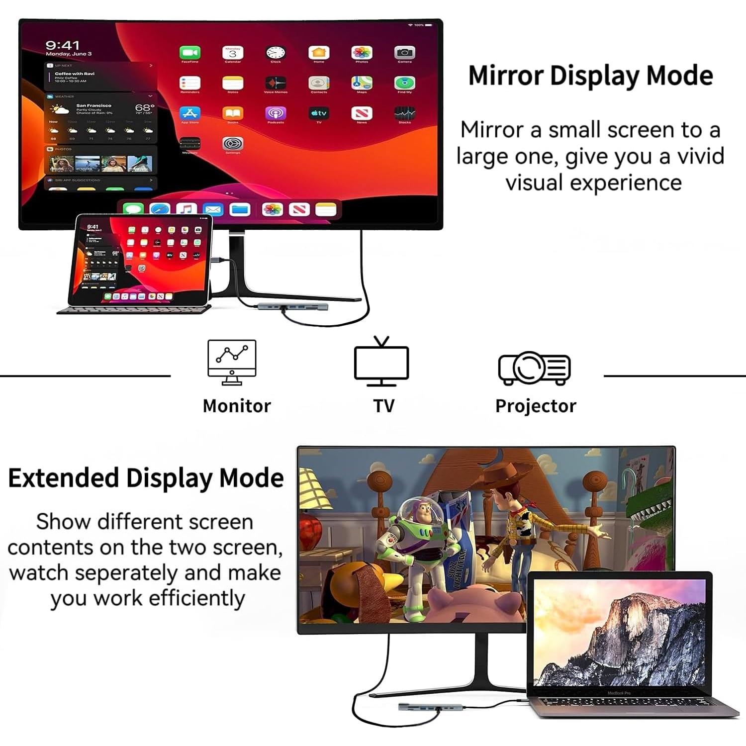 Hub USB C 8 en 1 Luonanava con 4K HDMI y Carga 100W