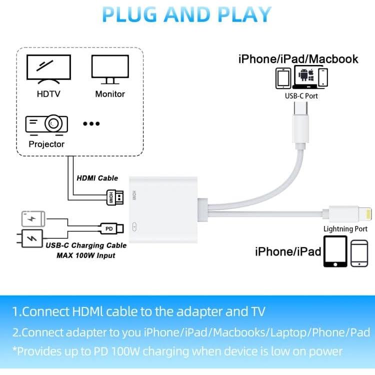 Adaptador HDMI USB-C y Lightning 4K 60Hz Apple Rojo