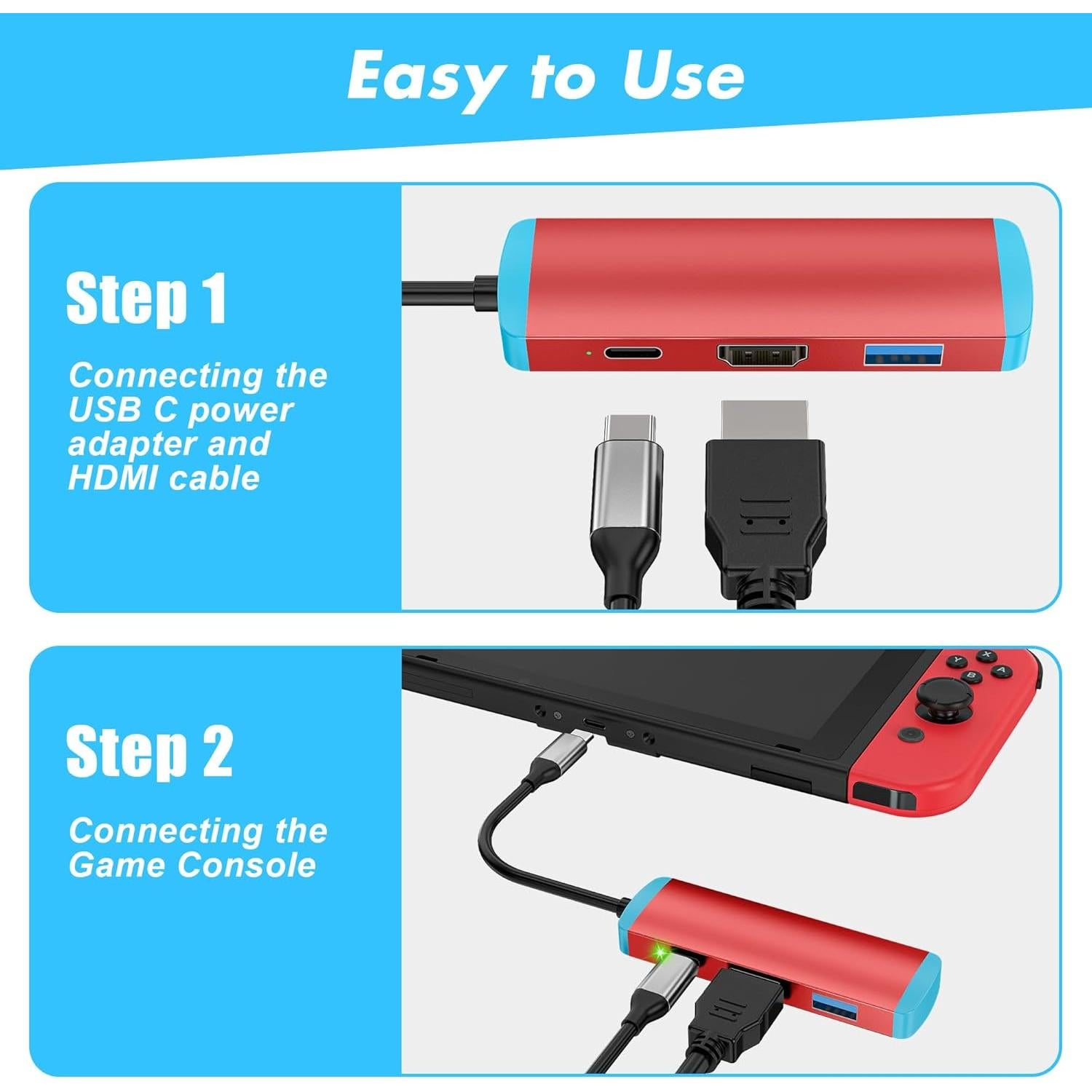 Adaptador USB C a HDMI 4K RuntoGOL para Switch y Steam Deck