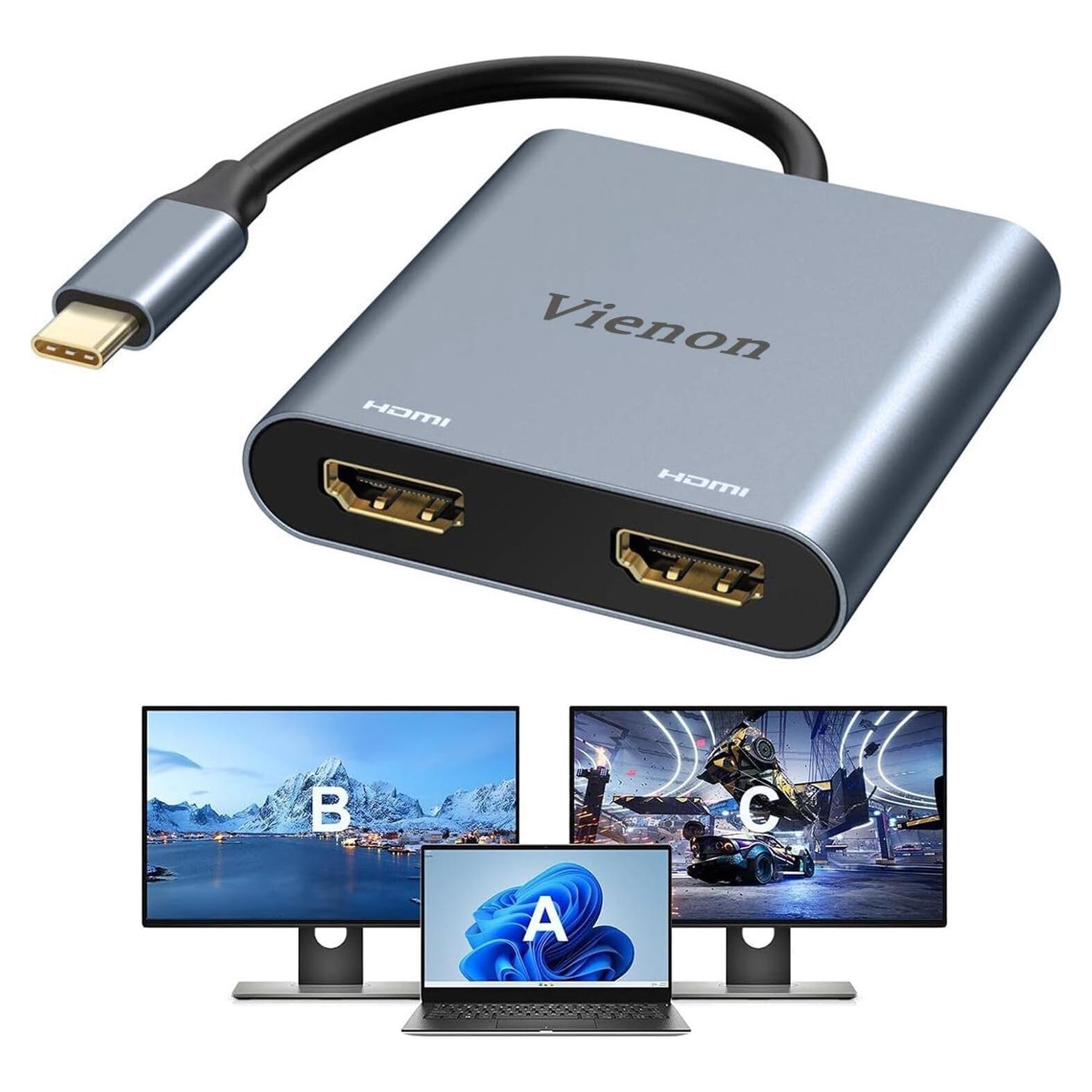 Adaptador USB C a Doble HDMI VIENON 4K 60Hz para MacBook