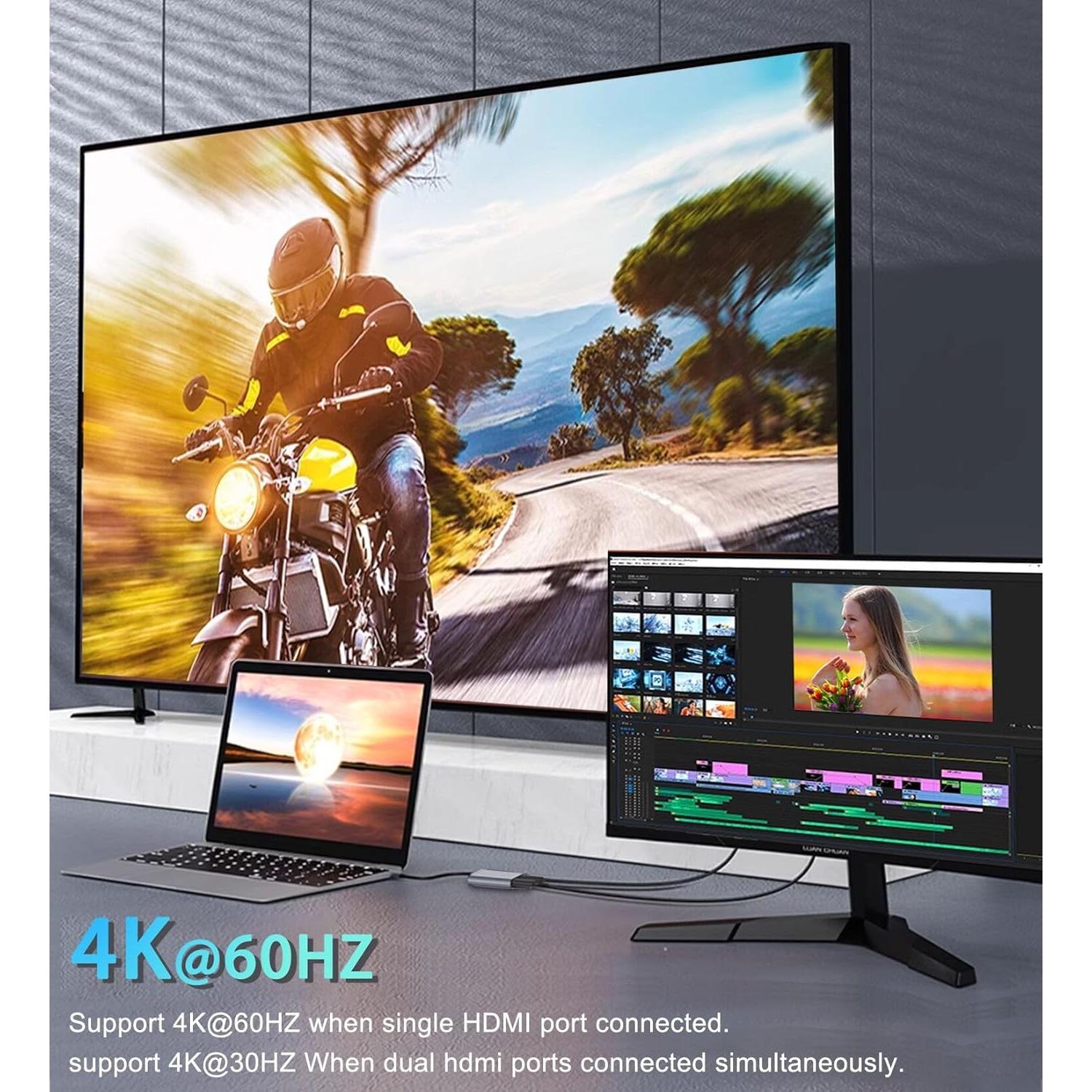 Adaptador USB C a Doble HDMI VIENON 4K 60Hz para MacBook