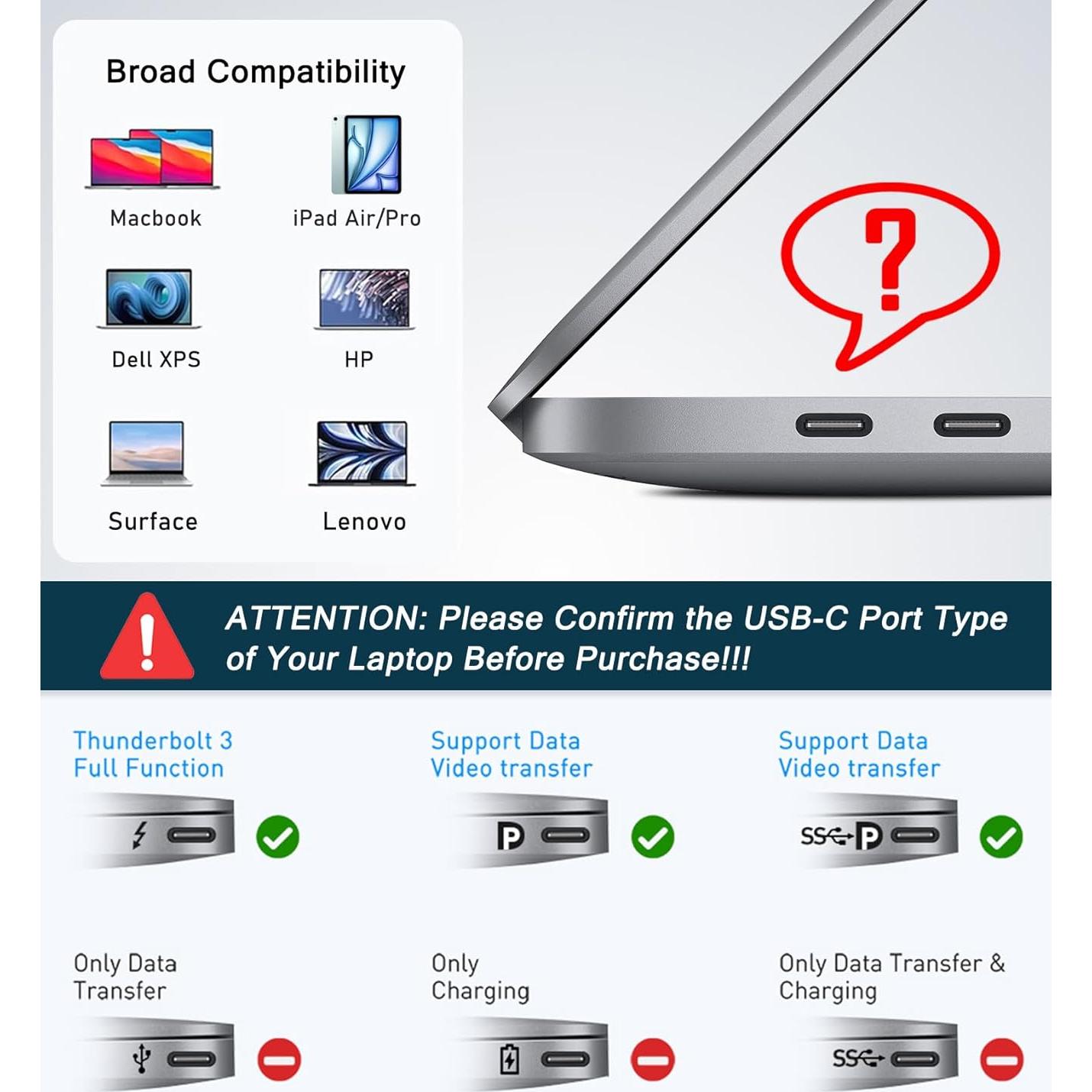 Adaptador USB C a Doble HDMI VIENON 4K 60Hz para MacBook