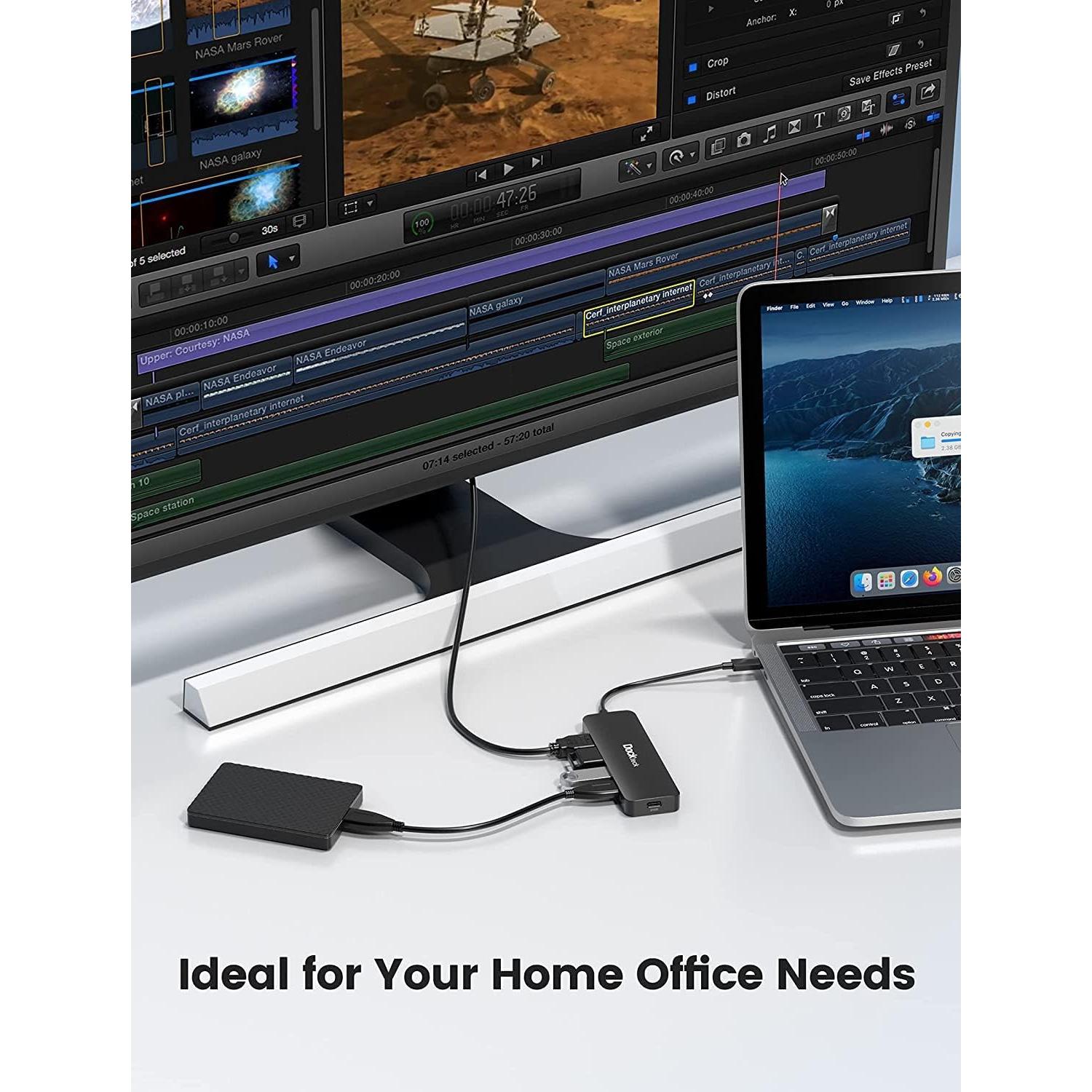 Hub USB C 5 en 1 Dockteck con HDMI 4K 60Hz y 3 USB 3.0