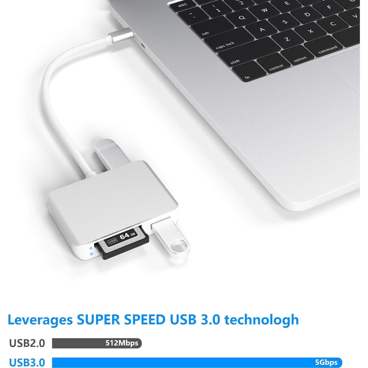 Lector de Tarjetas XQD Tipo C Cateck 3 Ranuras USB 3.0