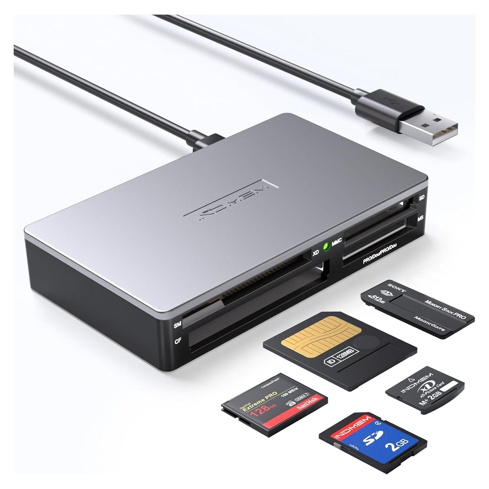 Lector de Tarjetas Multi 17 en 1 IndMem USB Plata