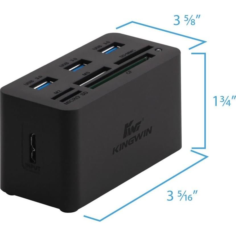 Adaptador HUB USB 3.0 Kingwin con Lector de Tarjetas 5 en 1