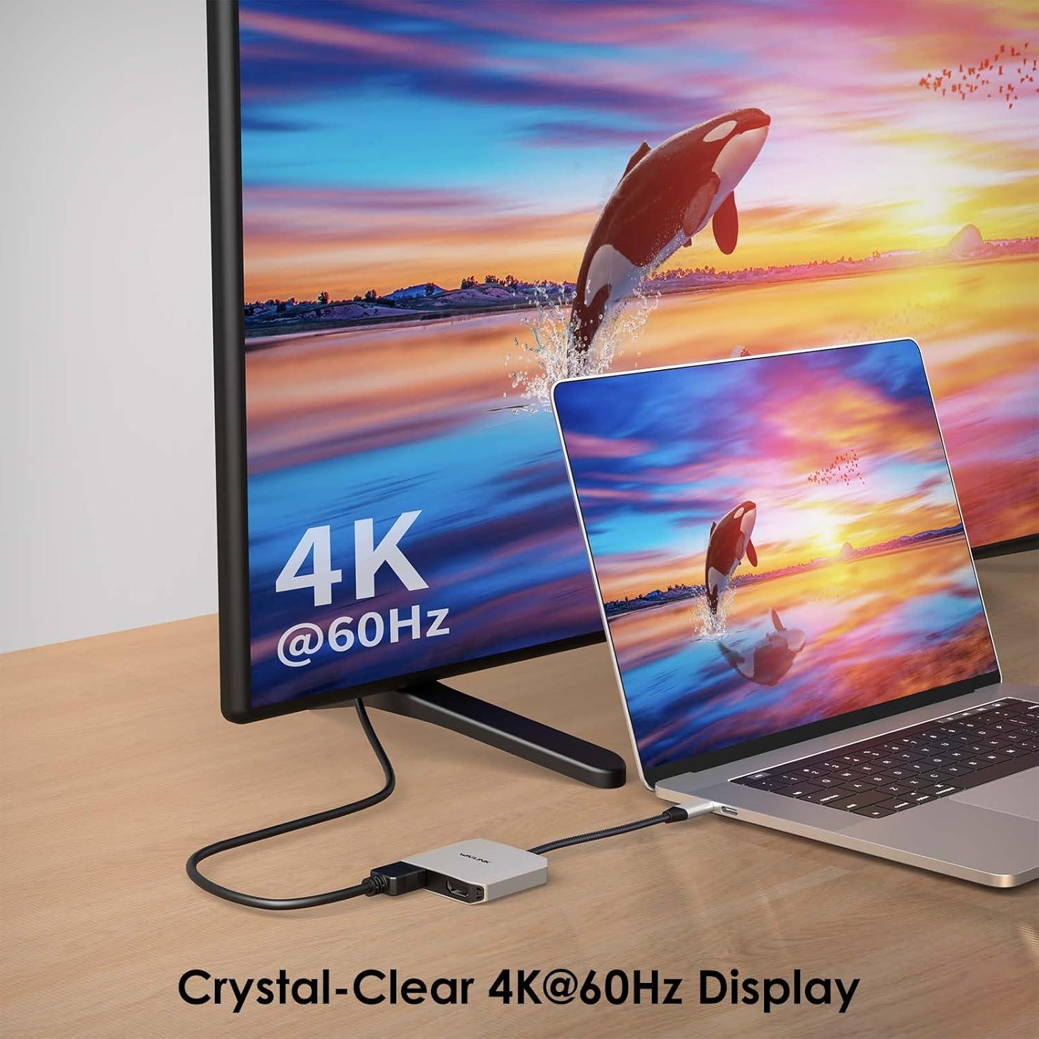 Adaptador USB C a Doble HDMI WAVLINK 4K 87W PD para Portátiles