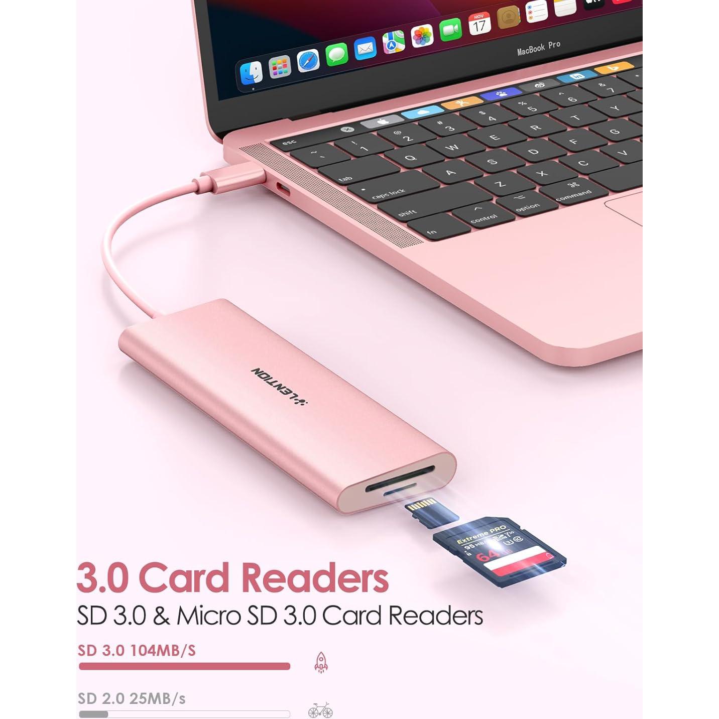 Hub USB C 7 en 1 Lention Oro Rosa con HDMI 4K y 3 USB 3.0