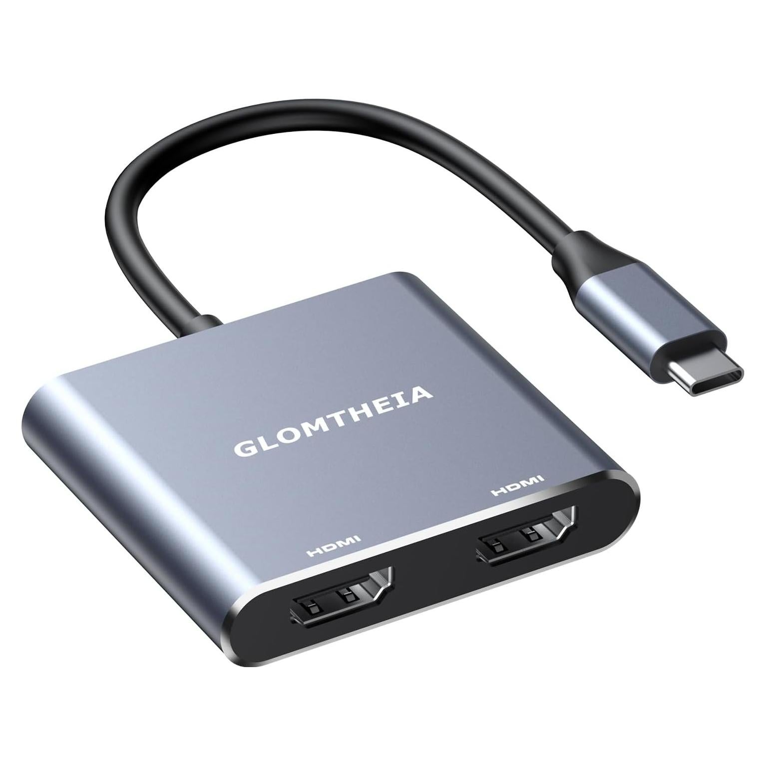 Adaptador USB C a HDMI Dual 4K Glomtheia para 2 Monitores