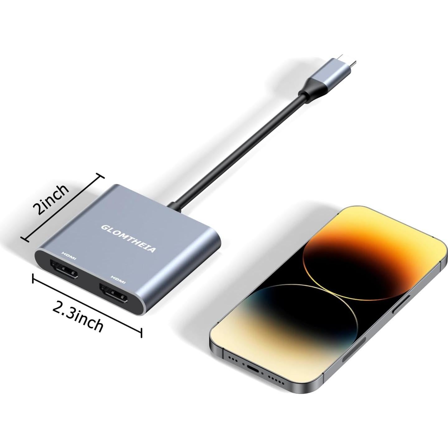 Adaptador USB C a HDMI Dual 4K Glomtheia para 2 Monitores