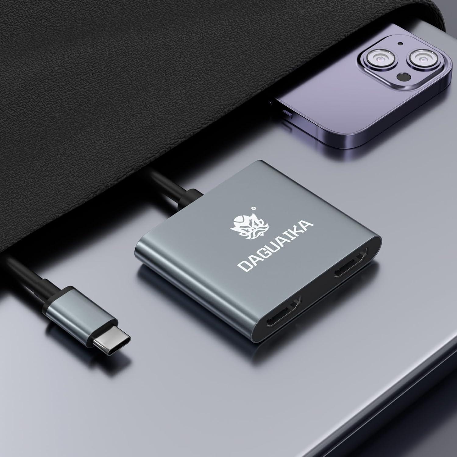 Adaptador USB-C a Doble HDMI 4K 60Hz - 4-en-1 Dongguan