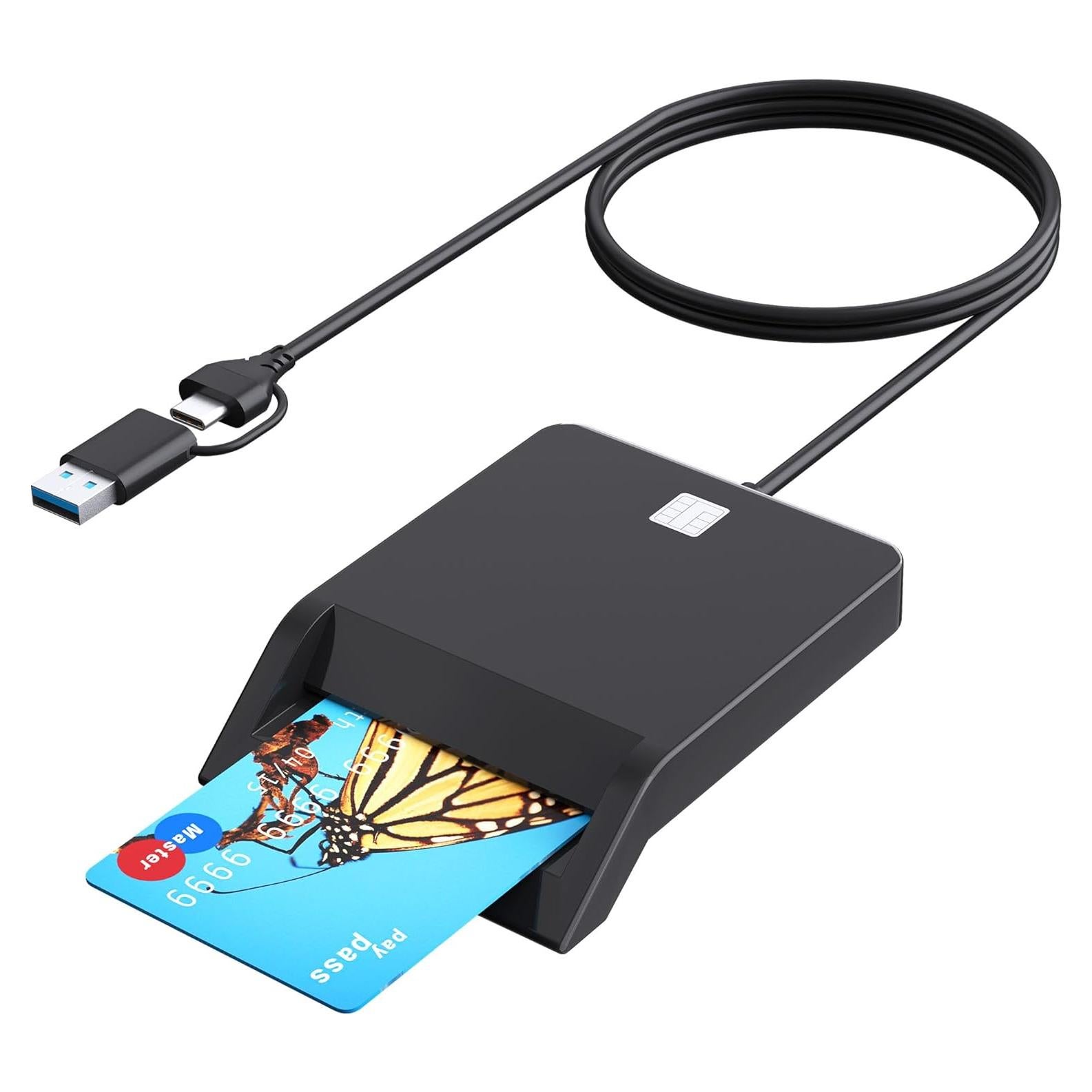 Lector de Tarjeta CAC Militar Lecnvuo USB-C 2 en 1 Compatible